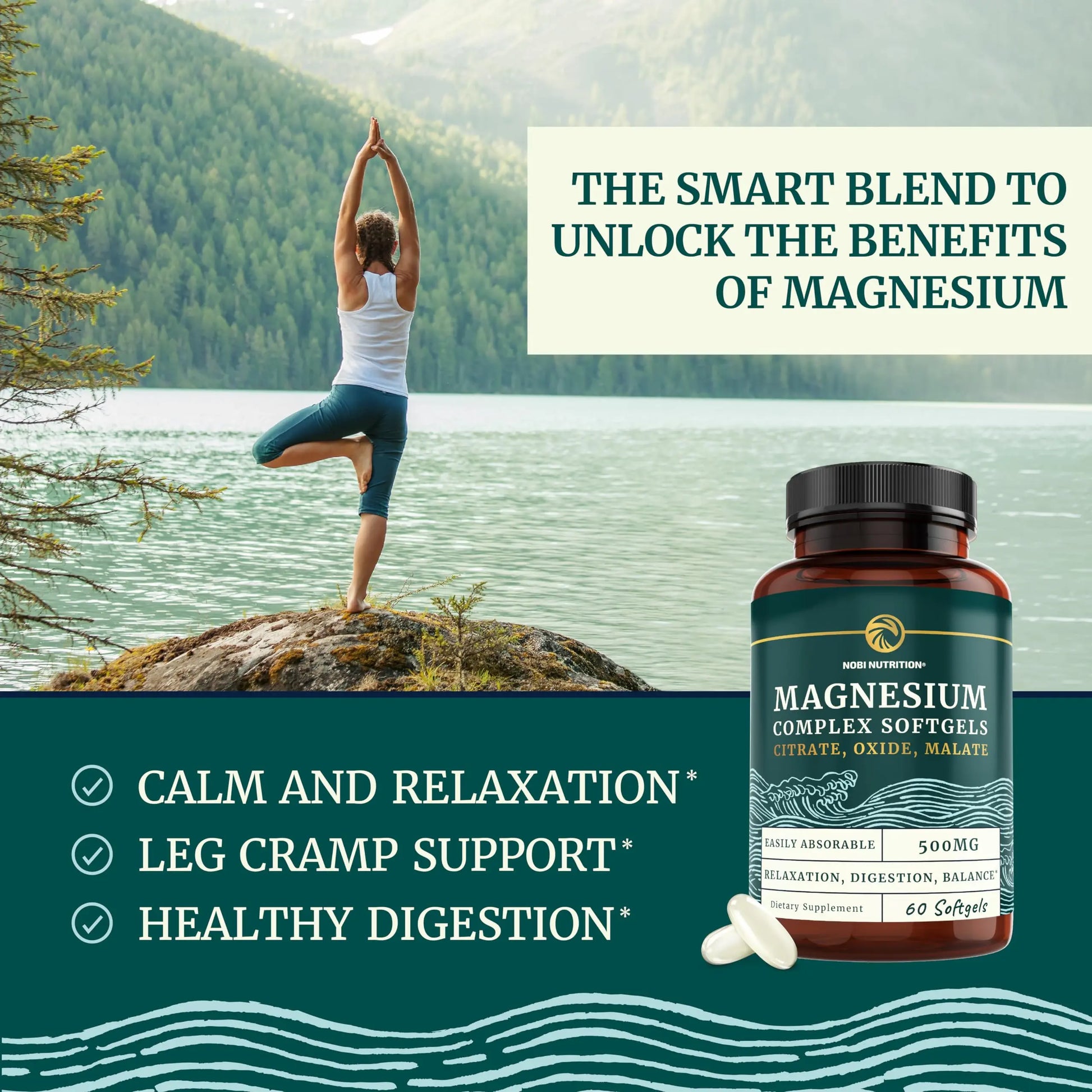 Triple Magnesium Softgels | Citrate, Malate, & Oxide | Highly Absorbable Magnesium Nobi Nutrition Au supplements