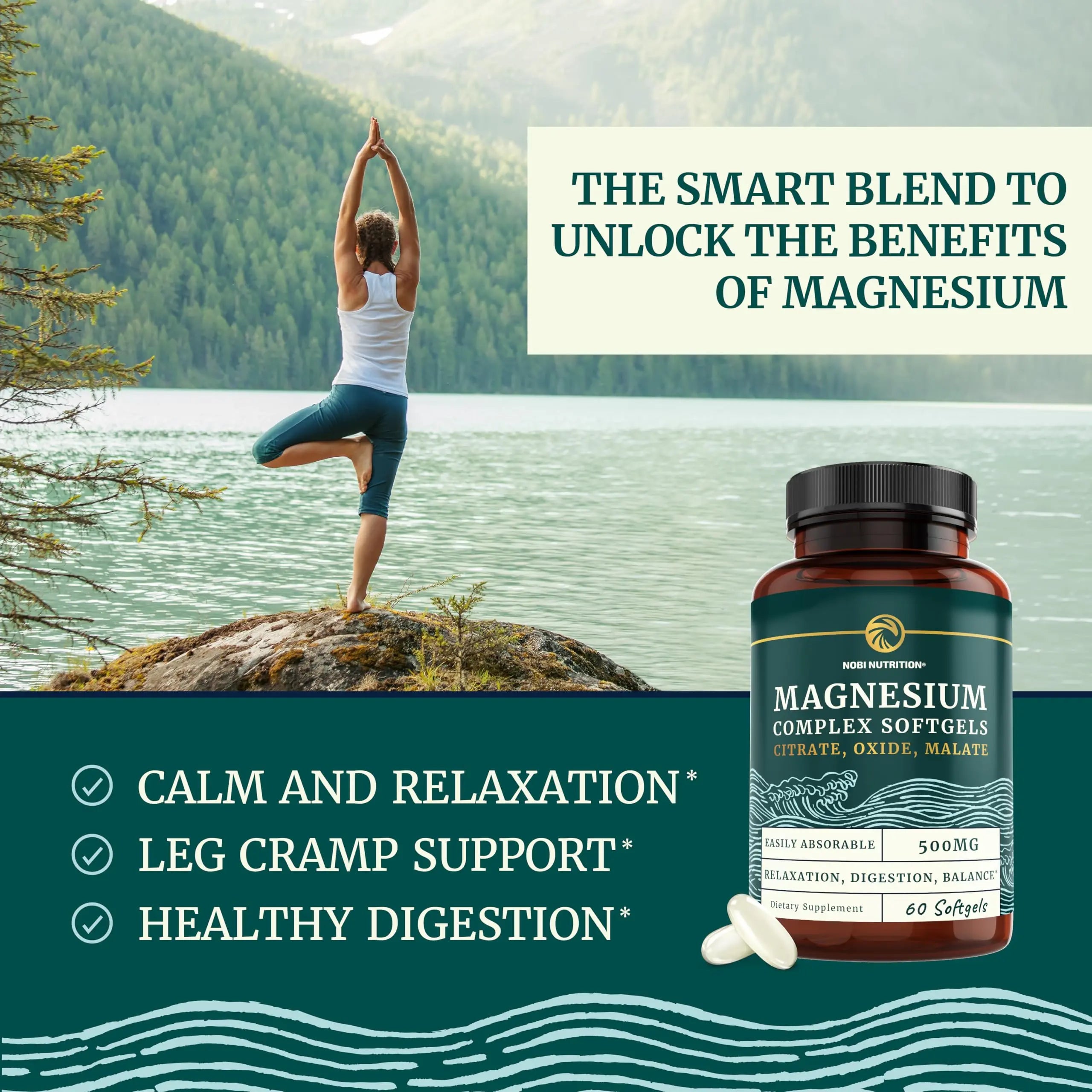 Triple Magnesium Softgels | Citrate, Malate, & Oxide | Highly Absorbable Magnesium Nobi Nutrition Au supplements