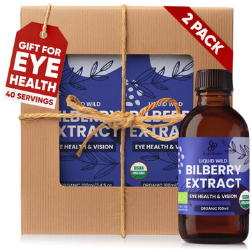 Grandpa Gifts from Granddaughter Wild Bilberry Extract USDA Organic Alcohol-Free 2x3.4oz Bottle of Liquid Bilberry Gift for Grandpa Health Gifts for Eyes High Bioavailability Liquid Extract 40 Serving Jungle Powders Au supplements