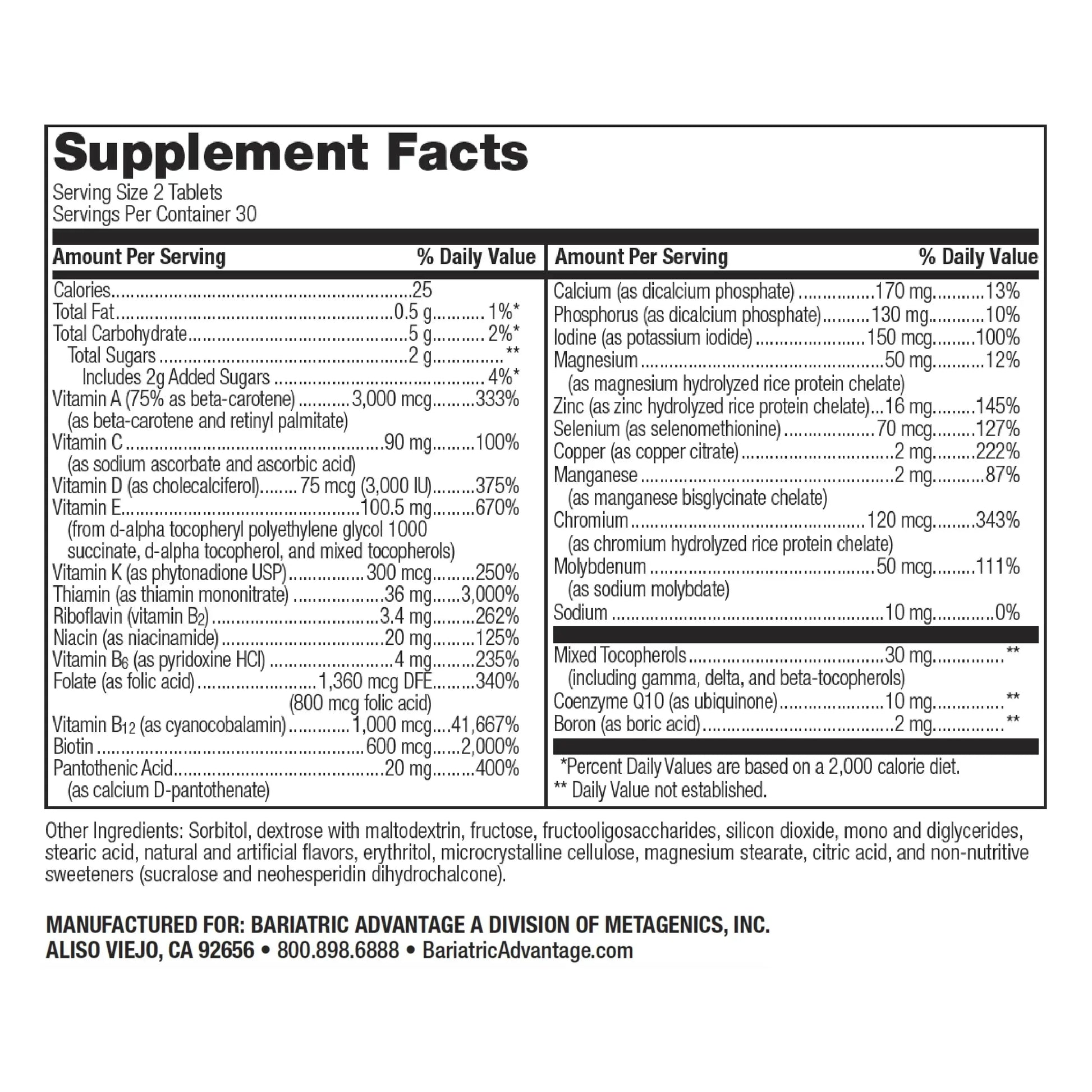 Bariatric Advantage Chewable Advanced Multi EA Without Iron - High Potency Daily Multivitamin - for Bariatric Surgery Patients Including Bariatric Advantage Au supplements