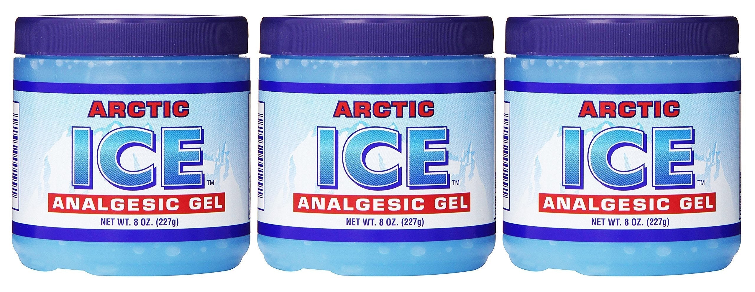 ARCTIC ICE Set of 3 Pain Relief Analgesic Gels! 8oz Each! Temporarily Relieves Muscle Aches, Backaches, Strains, Sprains, Arthritis, Bruises, Sports Injuries! Made in USA! (3) ARCTIC ICE Au supplements