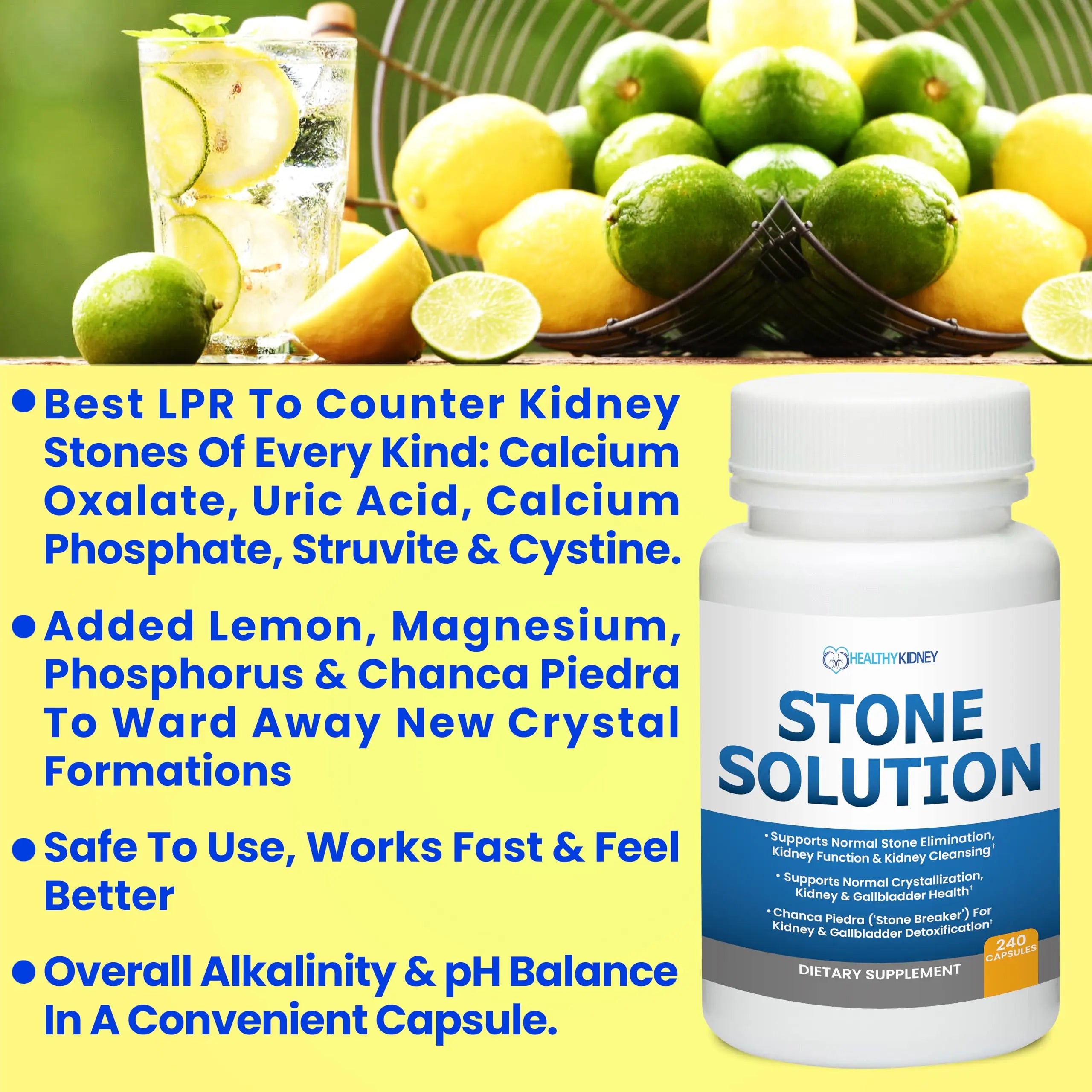 Stone Solution Capsules- Natural Dissolver, Kidney Stone Support & Kidney Cleanser Chanca Piedra Stone Breaker Gallbladder Cleanse, Flush & Stop Recurrence, Stone Relief 60 Servings Kidney Restore Au supplements