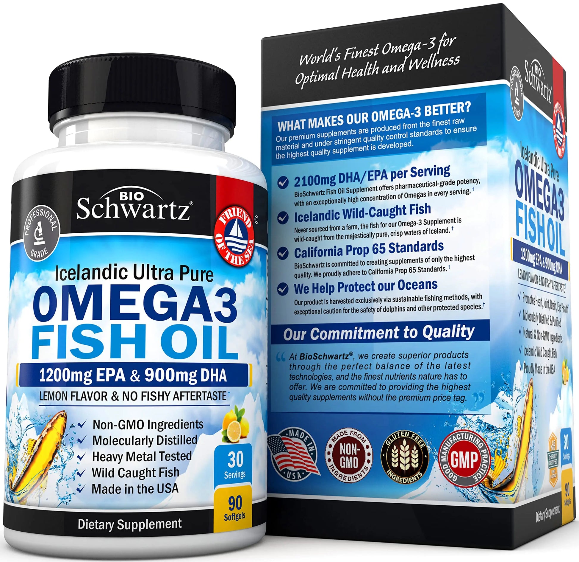 Omega 3 Fish Oil Supplement - 1200mg EPA and 900mg DHA Fatty Acid Per Serving BioSchwartz Au supplements