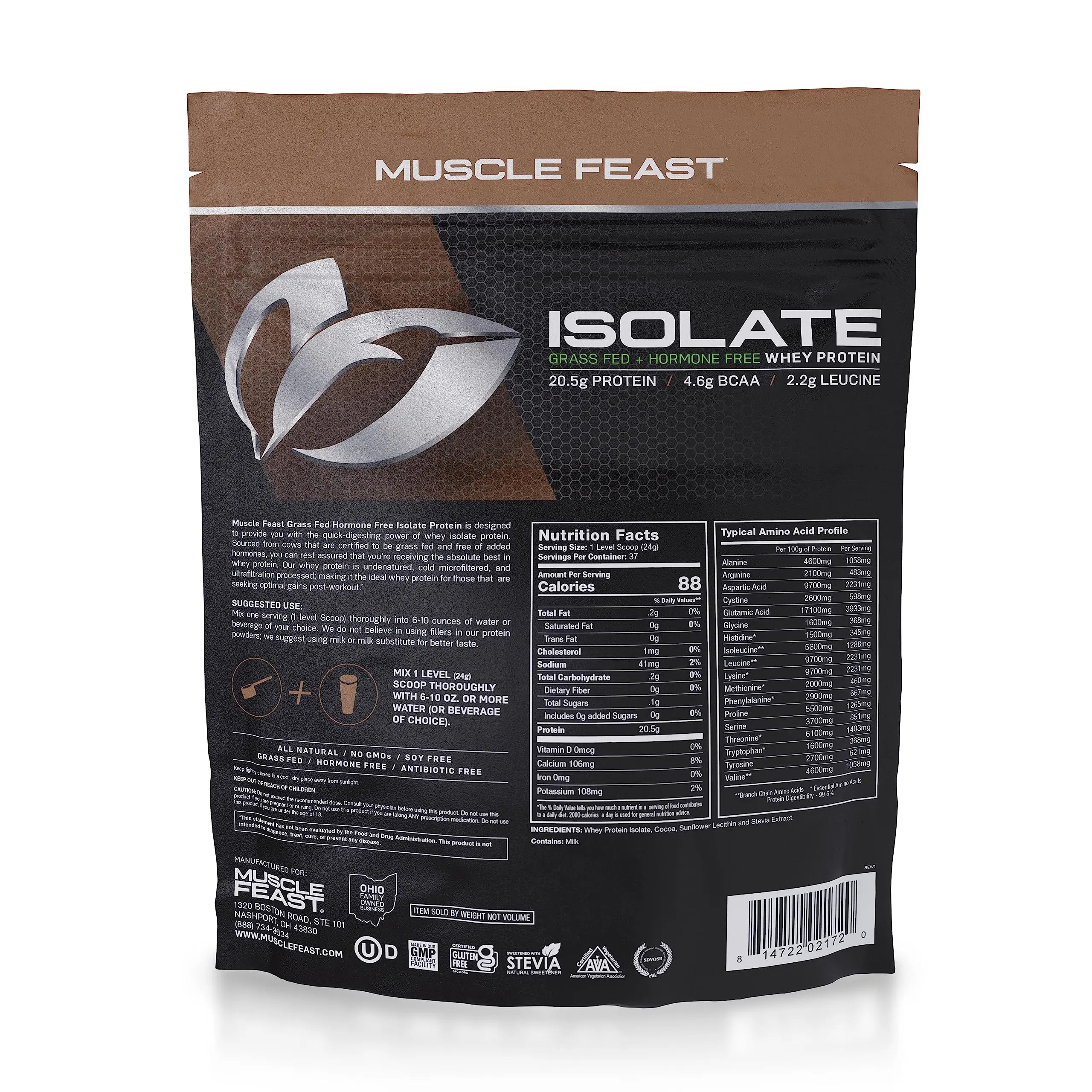 Muscle Feast Grass-Fed Whey Protein Isolate, All Natural Hormone Free Pasture Raised Muscle Feast Au supplements