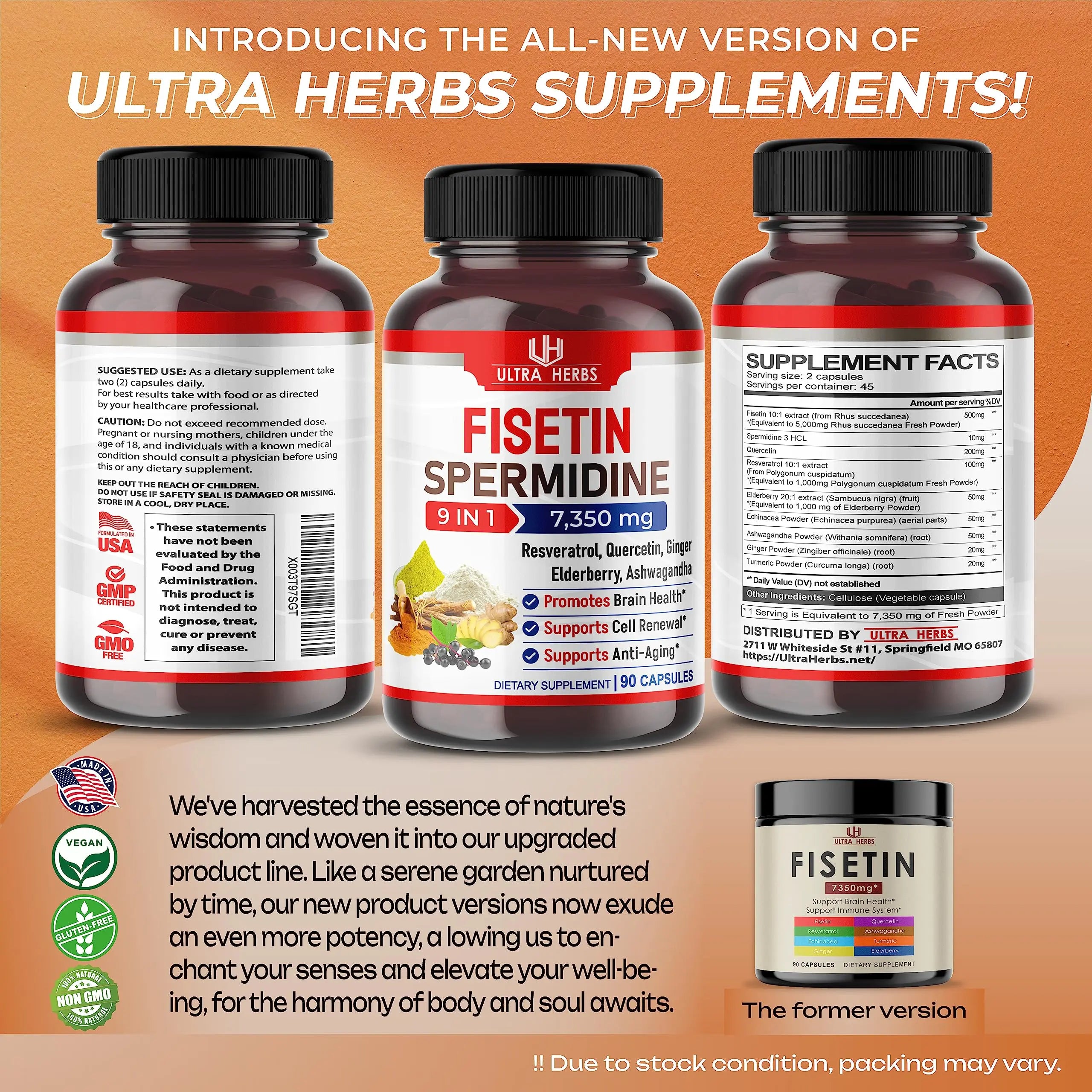 Ultra Fisetin Supplements Complex 7350mg Resveratrol 1000mg Quercetin 200mg ULTRA HERBS Au supplements