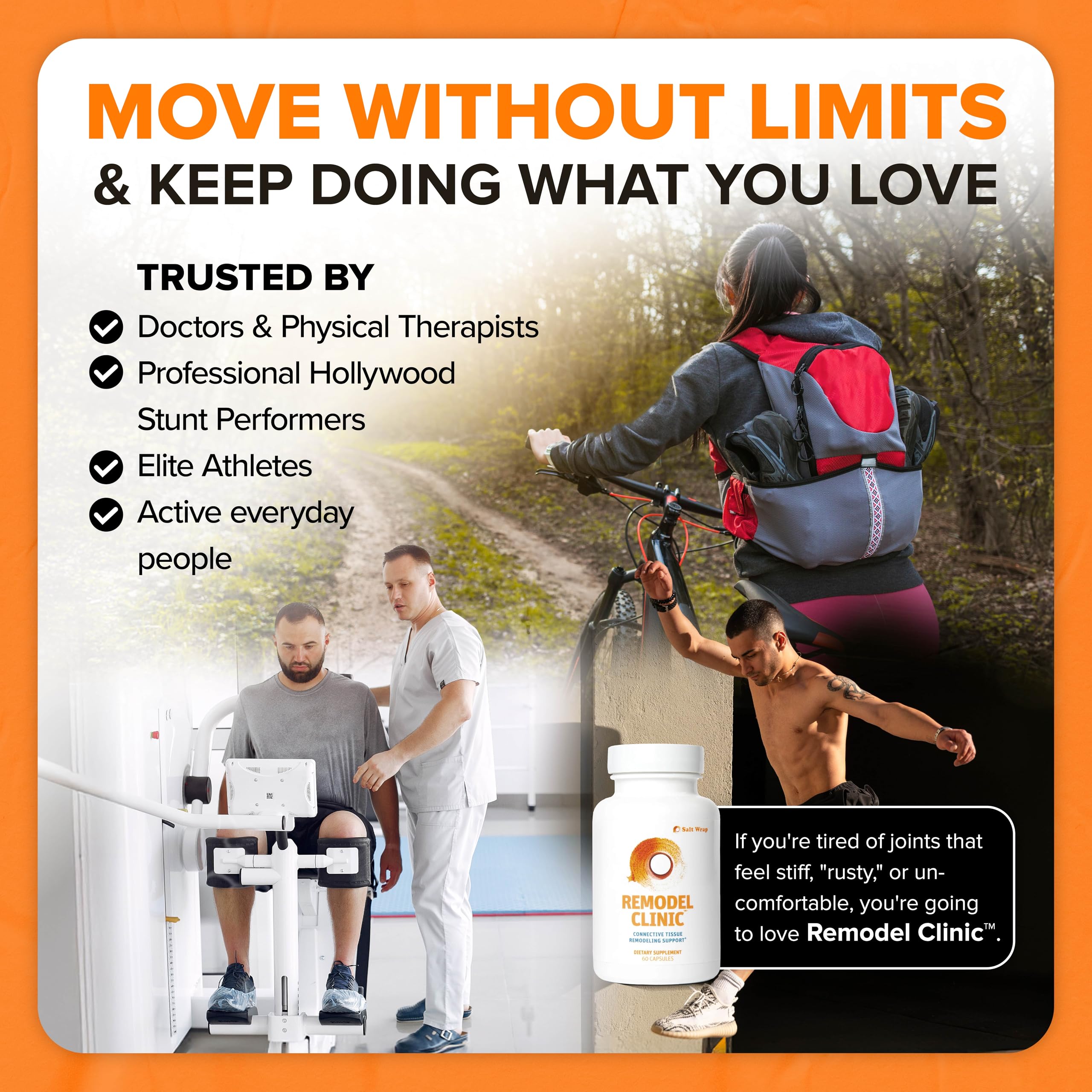 SaltWrap Remodel Clinic - Joint Remodeling Supplement for Senescent Cell Removal and Scar Tissue - Improve Mobility, Reduce Connective Tissue Stiffness - Fisetin, Quercetin, Bromelain - 60 Capsules SaltWrap Au supplements