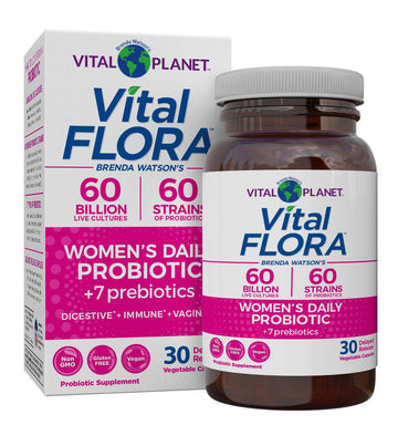 Vital Planet - Vital Flora Women’s Daily Probiotic 60 Billion CFU, 60 Diverse Strains, 7 Organic Prebiotics, Vaginal and Immune Support, Bloating, Digestive Health Probiotics for Women 30 Capsules Vital Planet Au supplements