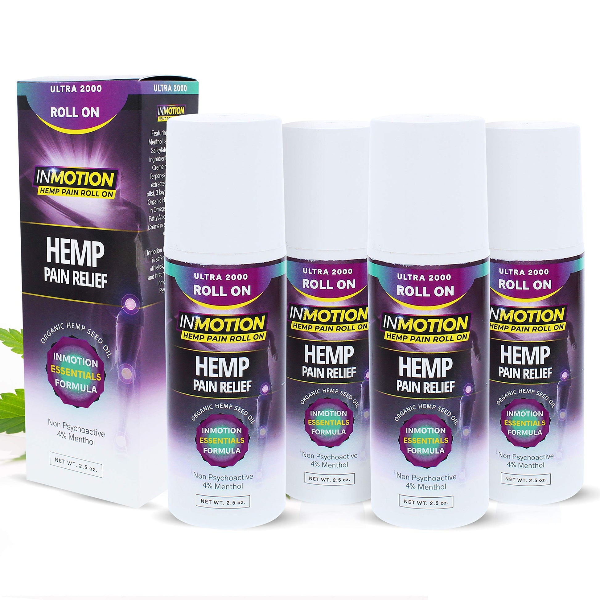 InMotion Hemp Roll On for Pain - 4 Pack Premium Ultra Strength Fast Acting, Long Lasting, Odorless Hemp Oil Roll On Pain Reliever for Joint, Muscle, & Back (4) InMotion Hemp Au supplements