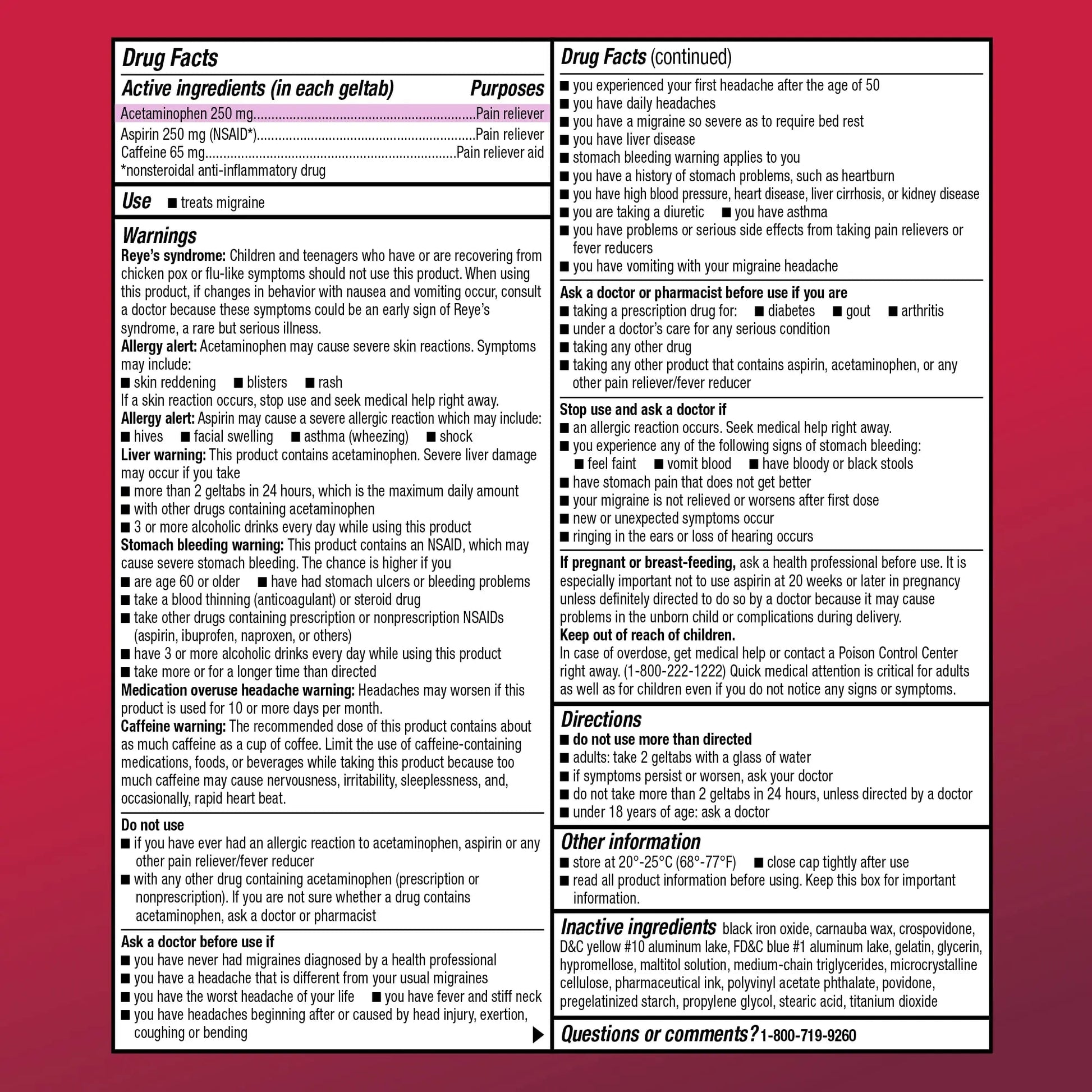 Amazon Basic Care Migraine Relief Geltabs, Pain Reliever, Acetaminophen 250 mg, Aspirin 250 mg (NSAID) and Caffeine 65 mg, Headache Relief, 80 Count Amazon Basic Care Au supplements