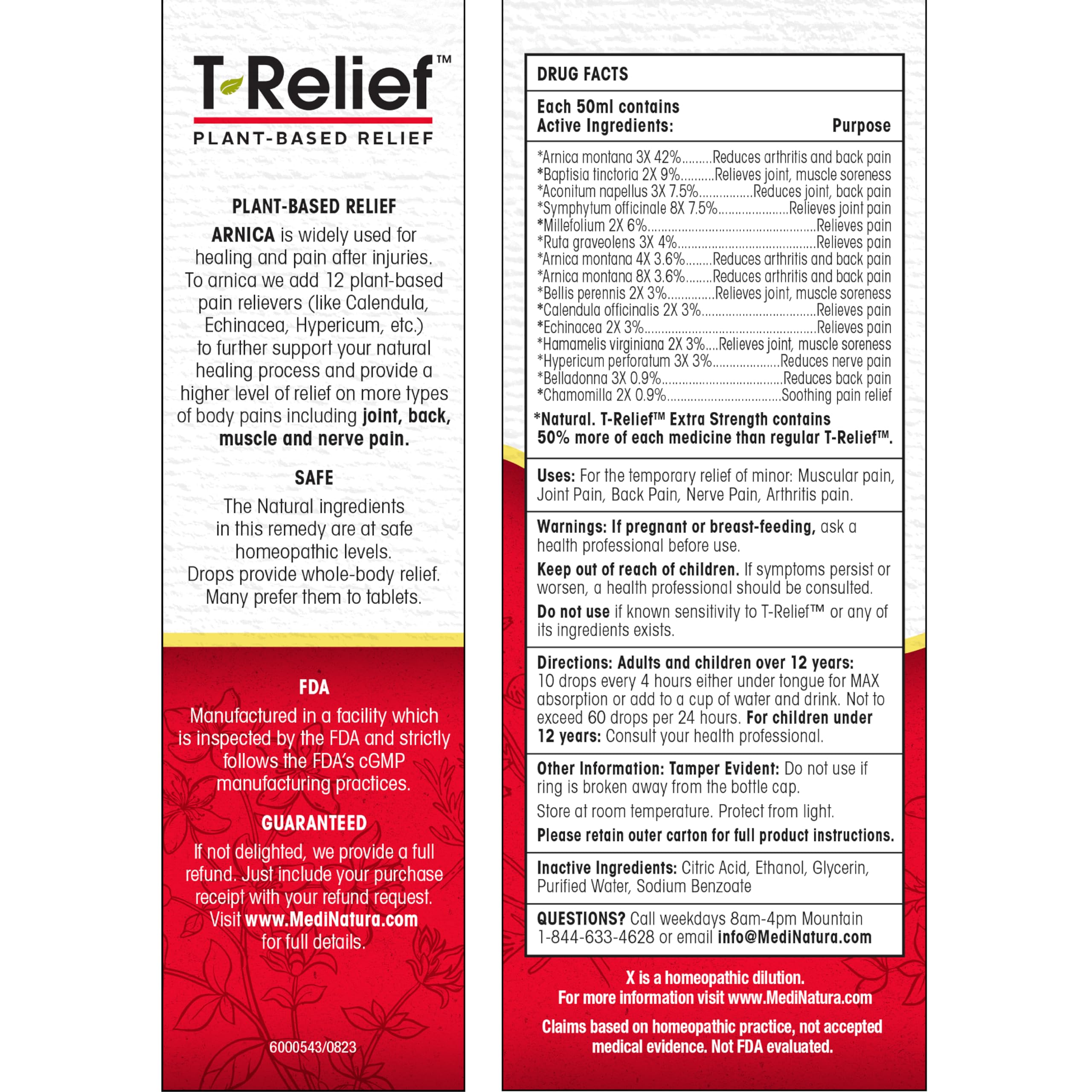 MediNatura T-Relief Extra Strength Oral Drops Arnica +12 Fast-Acting Natural Relieving Actives for Back Neck Joint Muscle Hand & Foot Aches Pains & Soreness - 1.69 oz MediNatura Au supplements