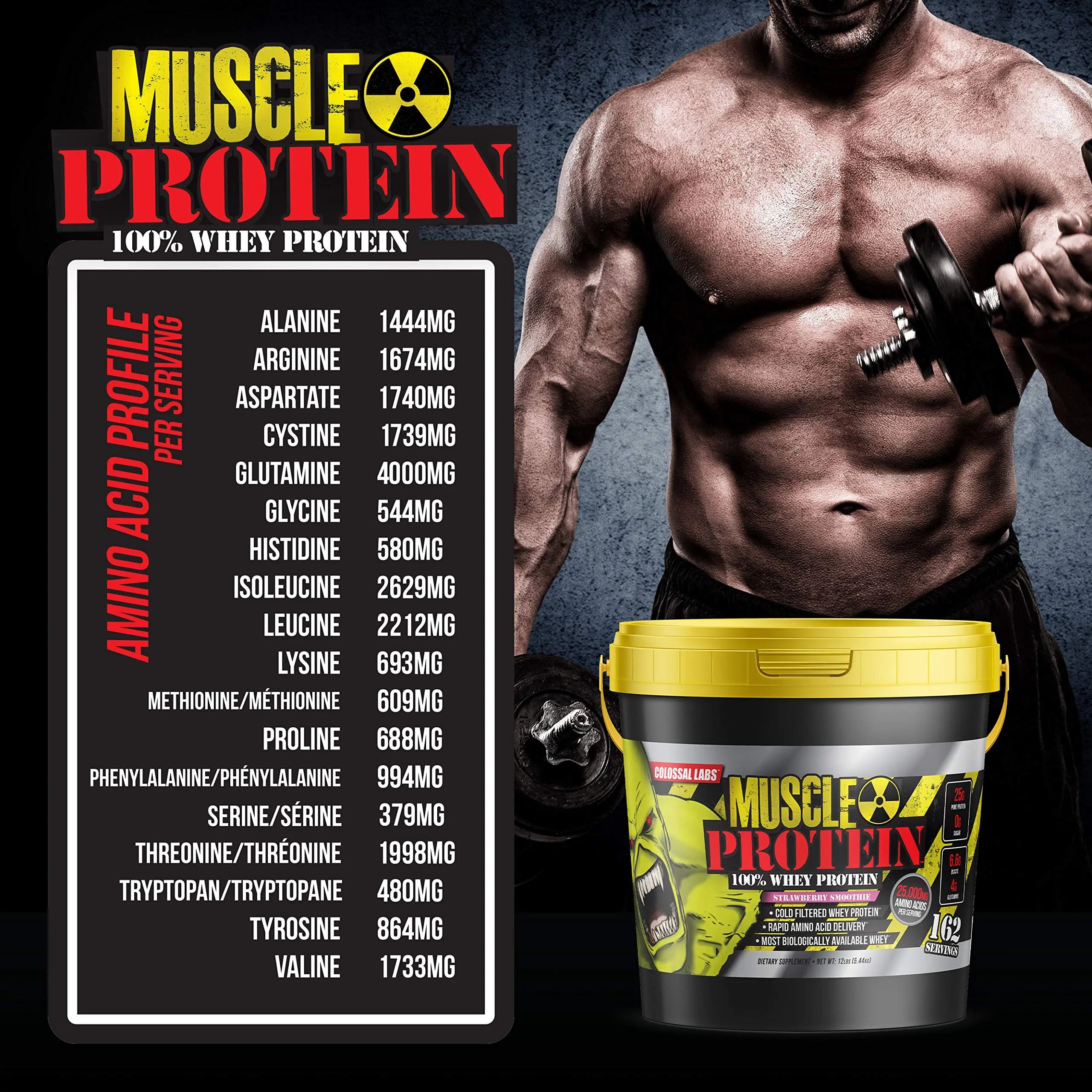 COLOSSAL LABS Whey Protein Powder [15 lbs/Pack of 1]–Strawberry Protein, Cold Filtered COLOSSAL LABS Au supplements