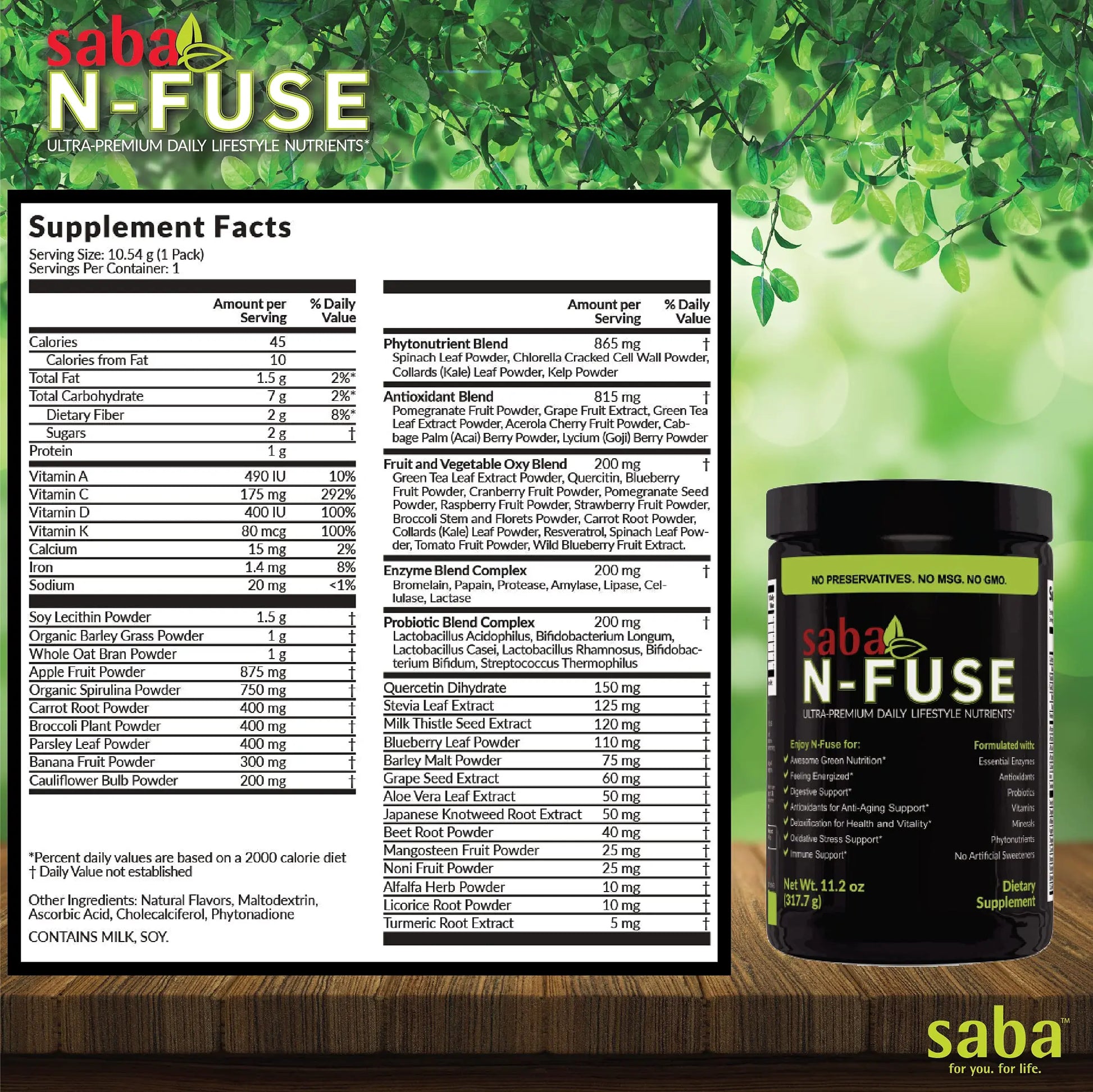 Saba N-Fuse-Whole Food Daily Nutrition,-Phytonutrients, Pre and Probiotics, Enzymes Saba Au supplements