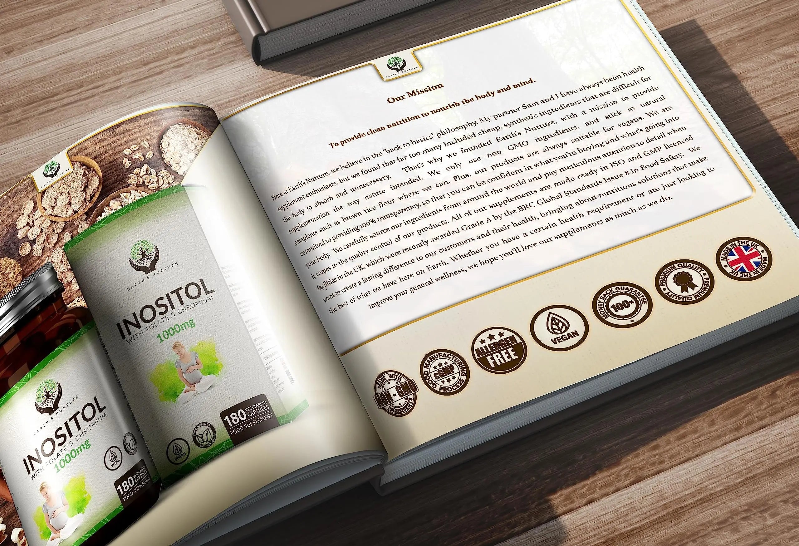 EN Myo-Inositol Chromium & Folate Blend | 1000mg Myo Inositol Per Serving | 180 Vegan Earth's Nurture Au supplements