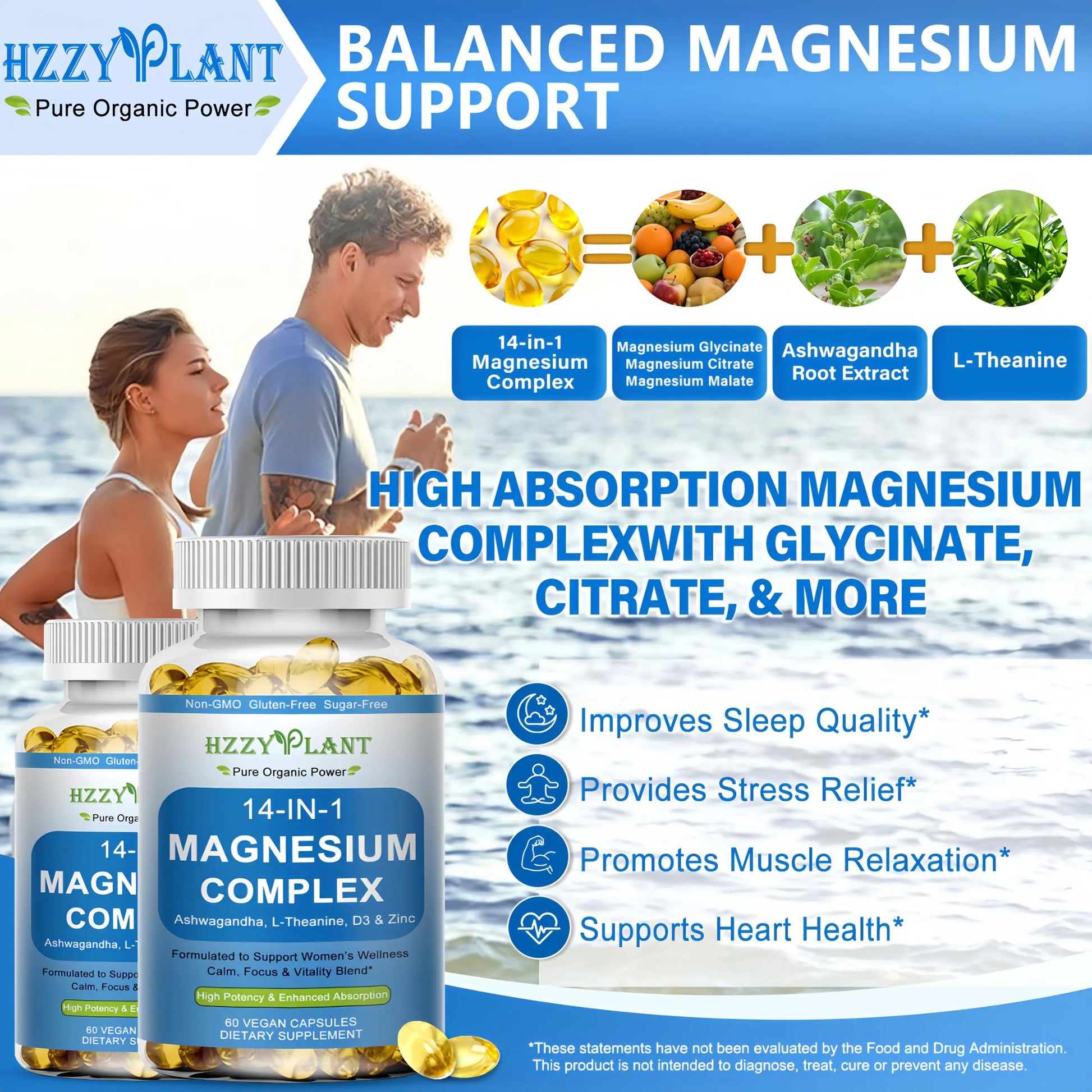 Magnesium Complex Softgels, High Absorption Magnesium Supplement with Glycinate, Citrate, Malate, Taurate, 14-in-1 Magnesium Complex for Women & Men for Muscle, Heart, Sleep Support, 2 Month Supply HZZYPLANT Au supplements