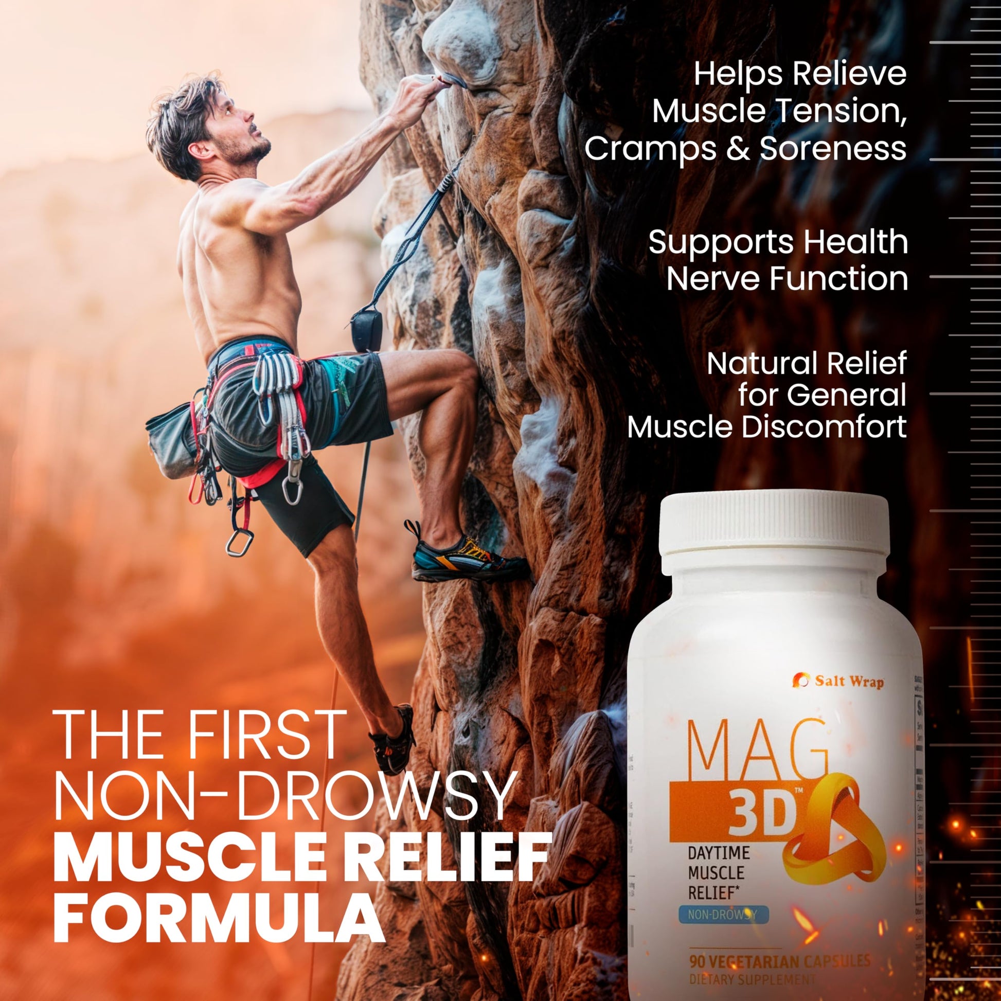 SaltWrap Mag 3D – Daytime (Non-Drowsy) Leg Cramp & Muscle Relief Support - Natural Supplement for Muscle and Nerve Health with Turmeric, Alpha Lipoic Acid & Magnesium SaltWrap Au supplements