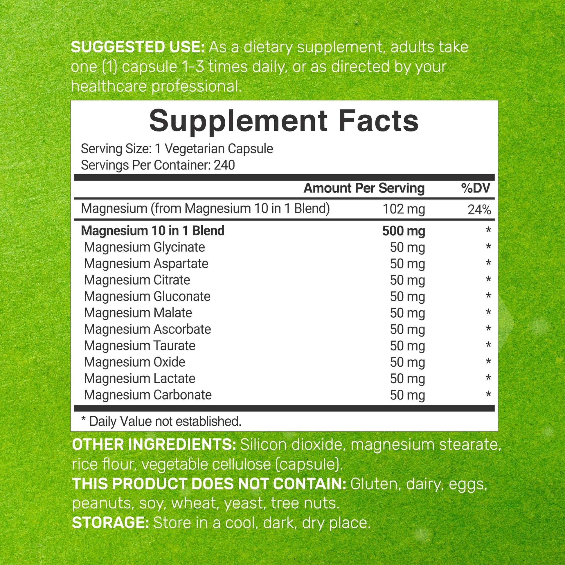 Magnesium Complex 500mg, 240 Veggie Capsules – 10-in-1 Glycinate, Citrate, Malate, Oxide, & More – 100% Chelated for Easy Absorption – Essential Mineral Supplement – Non-GMO DEAL SUPPLEMENT Au supplements