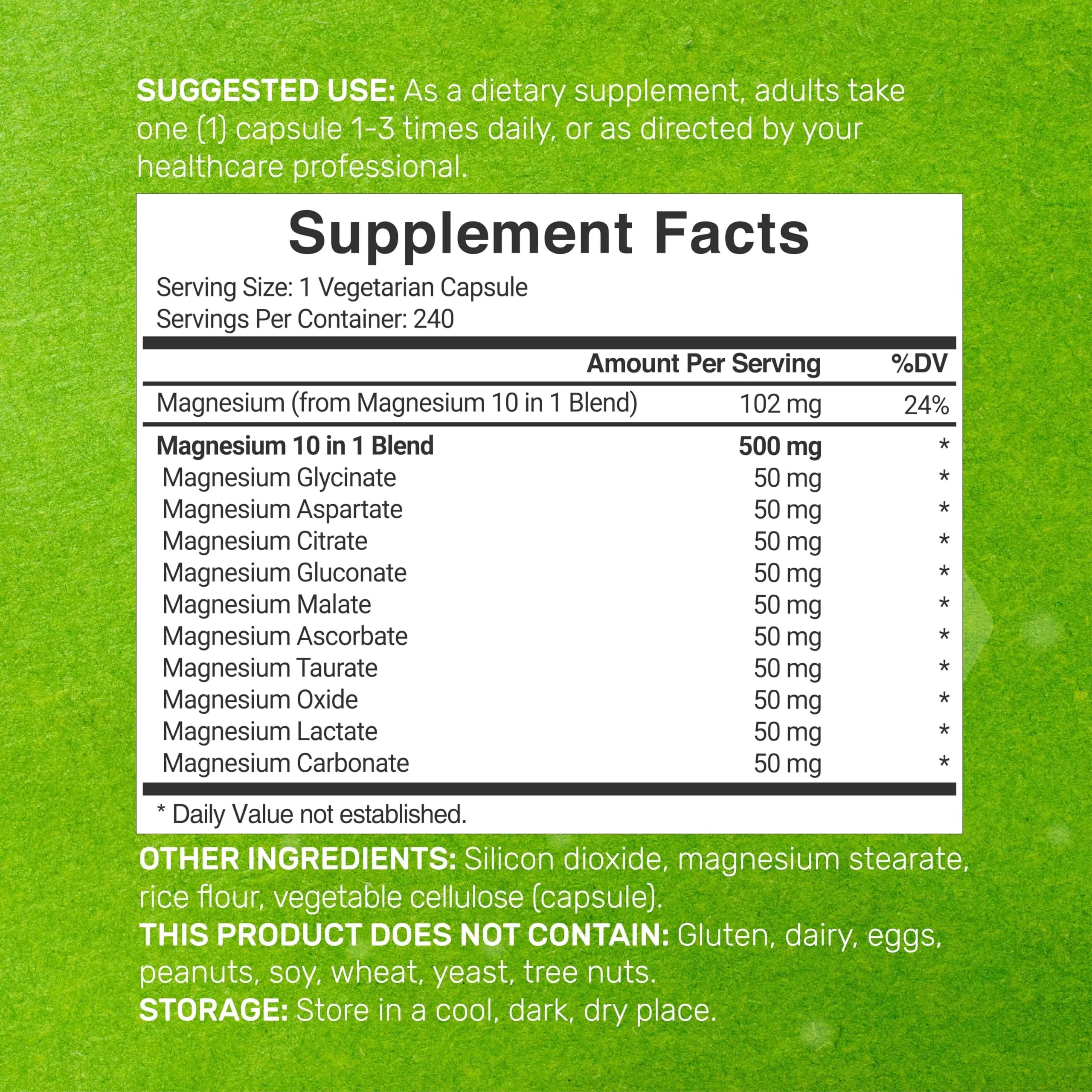 Magnesium Complex 500mg, 240 Veggie Capsules – 10-in-1 Glycinate, Citrate, Malate, Oxide, & More – 100% Chelated for Easy Absorption – Essential Mineral Supplement – Non-GMO DEAL SUPPLEMENT Au supplements