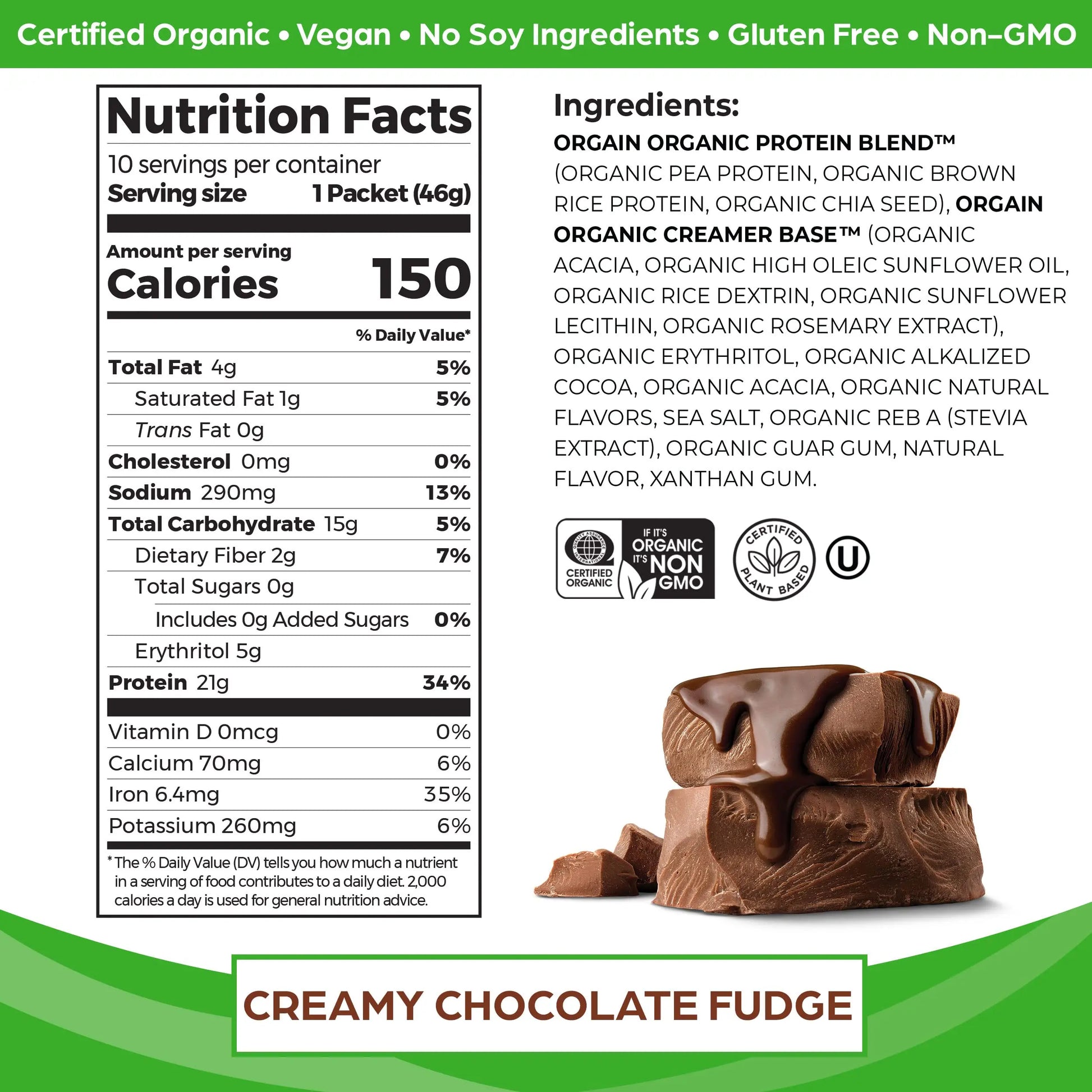 Orgain Organic Vegan Protein Powder, Chocolate Fudge - 21g Plant Based Protein, Gluten Orgain Au supplements