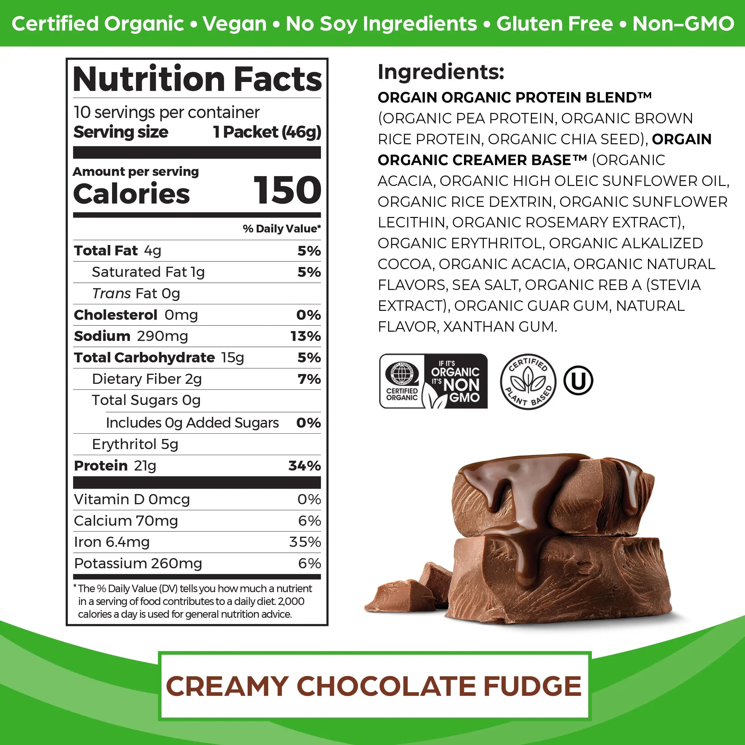 Orgain Organic Vegan Protein Powder, Chocolate Fudge - 21g Plant Based Protein, Gluten Orgain Au supplements