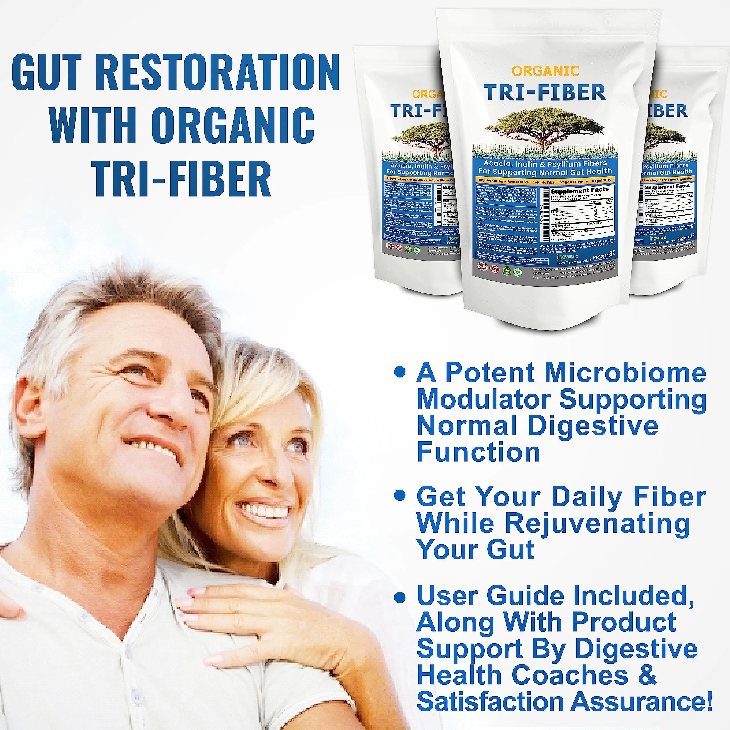 Kidney Restore Tri-Fiber Organic Soluble Fiber Powder, Unflavored High Fiber 3-in-1 Kidney Restore Au supplements