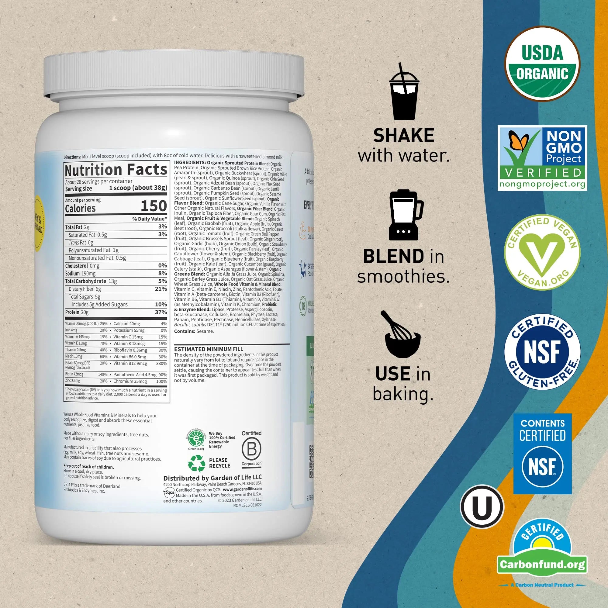 Garden of Life Vegan Protein Powder - Raw Organic Meal Replacement Shakes Garden of Life Au supplements
