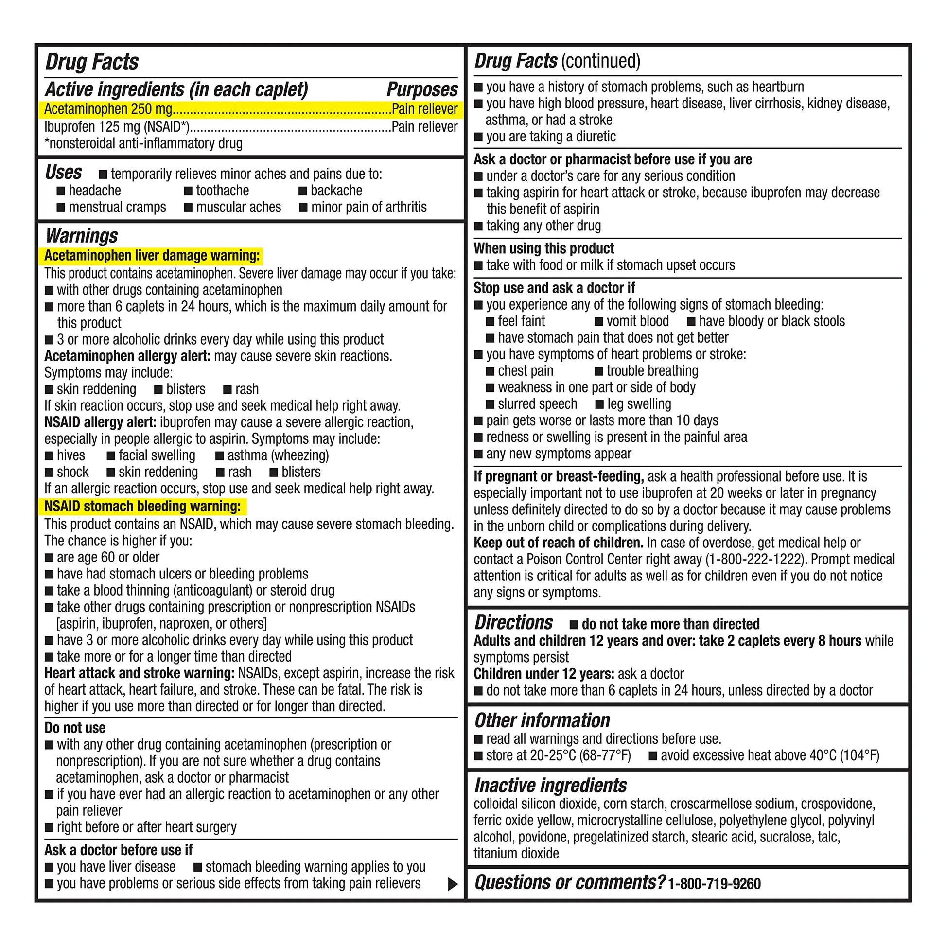 GoodSense Dual Action Acetaminophen 250 mg and Ibuprofen (NSAID) 125 mg Tablets, Pain Reliever for Headache Relief, Arthritis Pain Relief and More, 144 Count GoodSense Au supplements