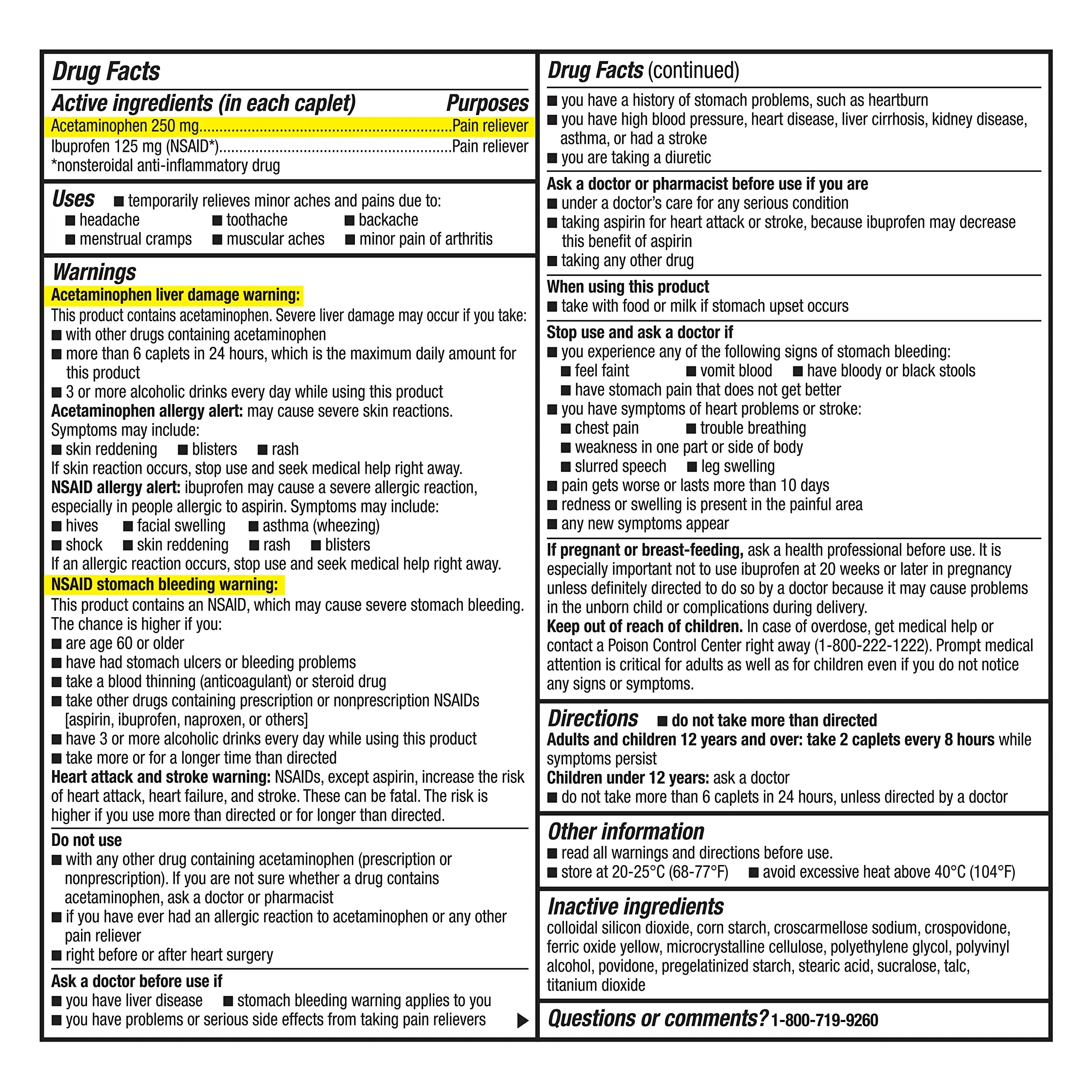 GoodSense Dual Action Acetaminophen 250 mg and Ibuprofen (NSAID) 125 mg Tablets, Pain Reliever for Headache Relief, Arthritis Pain Relief and More, 144 Count GoodSense Au supplements