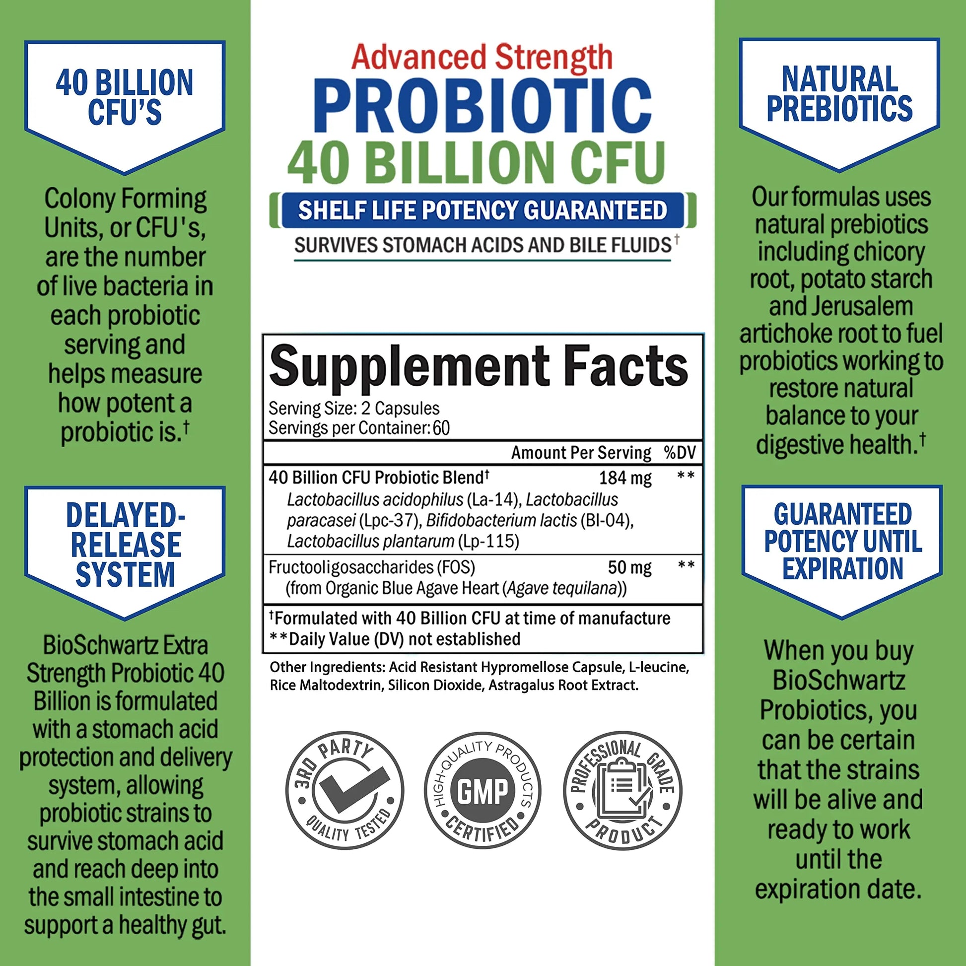 Daily Probiotic Supplement 40 Billion CFU - Gut Health Complex with Astragalus BioSchwartz Au supplements