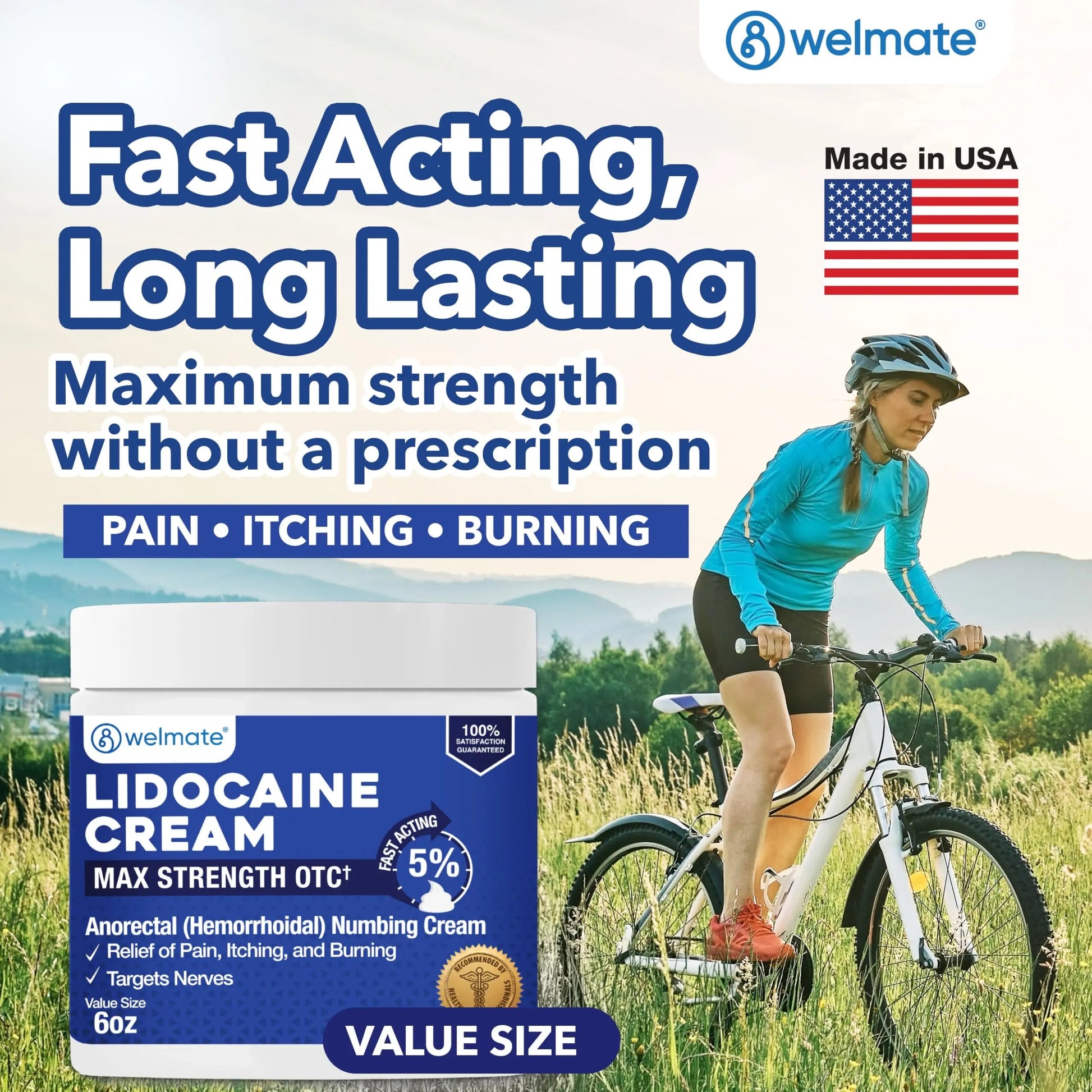 WELMATE 5% Lidocaine Cream for Hemorrhoids, 6 oz Jar – Fast-Acting Lidocaine Numbing Cream & Topical Analgesic Cream for Anorectal Itch Relief WELMATE Au supplements