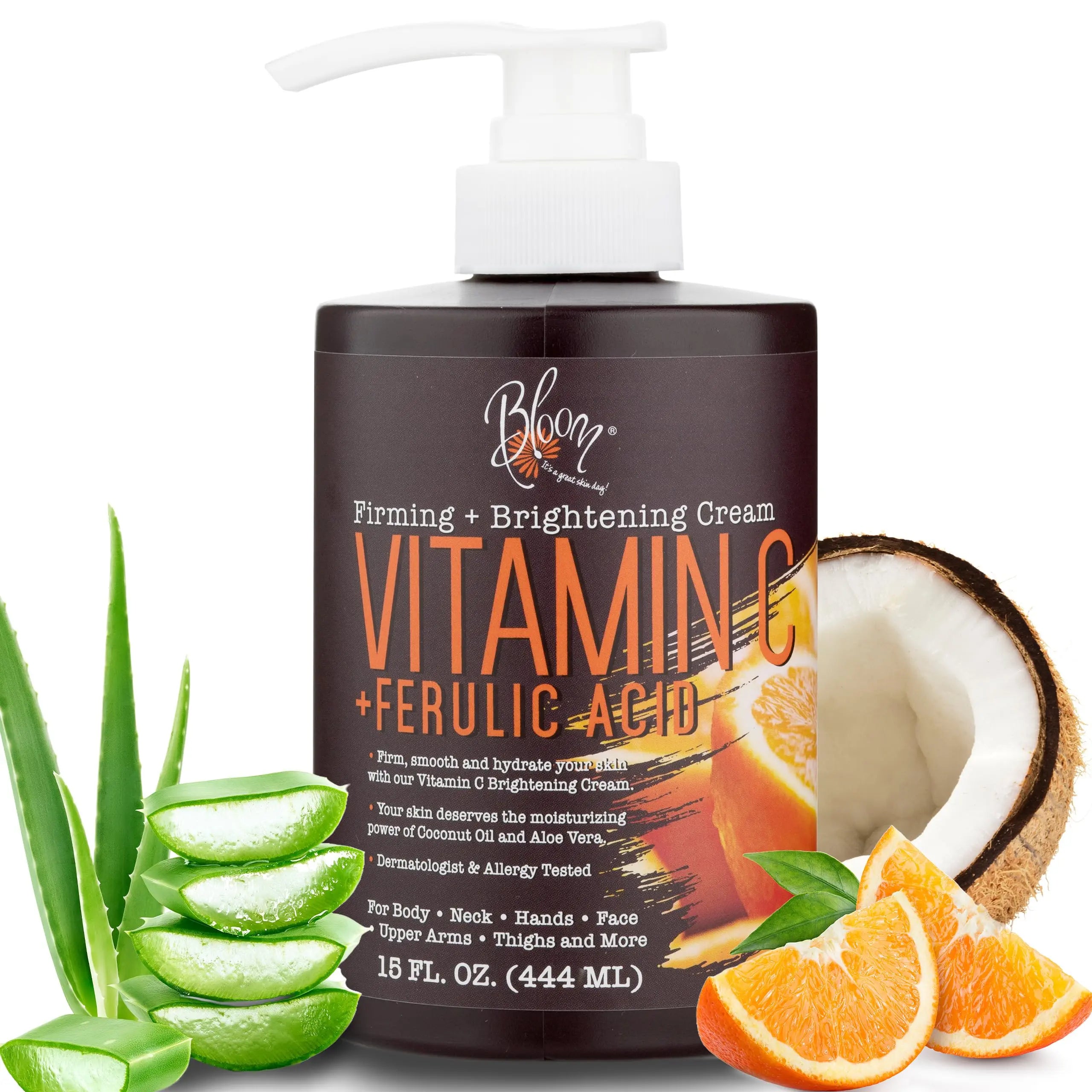BLOOM Vitamin C Cream Body Lotion & Face Moisturizer W/Coconut Oil | Natural Skin Care BLOOM IT'S A GREAT SKIN DAY! Au supplements