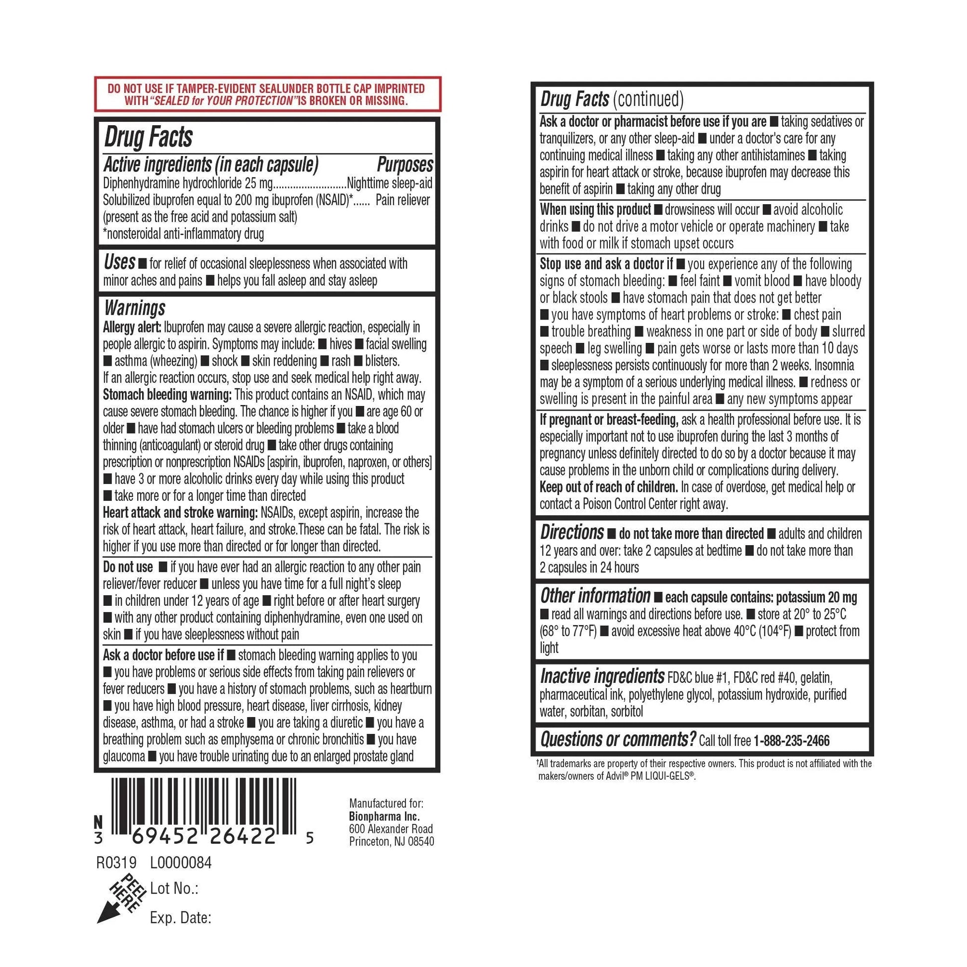 A+Health Ibuprofen PM Softgels, Pain Reliever/Nighttime Sleep Aid (NSAID), Ibuprofen 200mg and Diphenhydramine Hydrochloride 25mg, 120 Count A+Health Au supplements