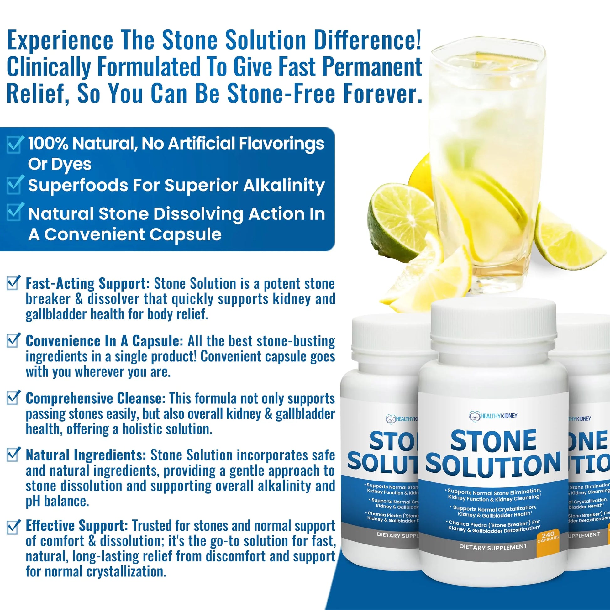 Stone Solution Capsules- Natural Dissolver, Kidney Stone Support & Kidney Cleanser Chanca Piedra Stone Breaker Gallbladder Cleanse, Flush & Stop Recurrence, Stone Relief 60 Servings Kidney Restore Au supplements