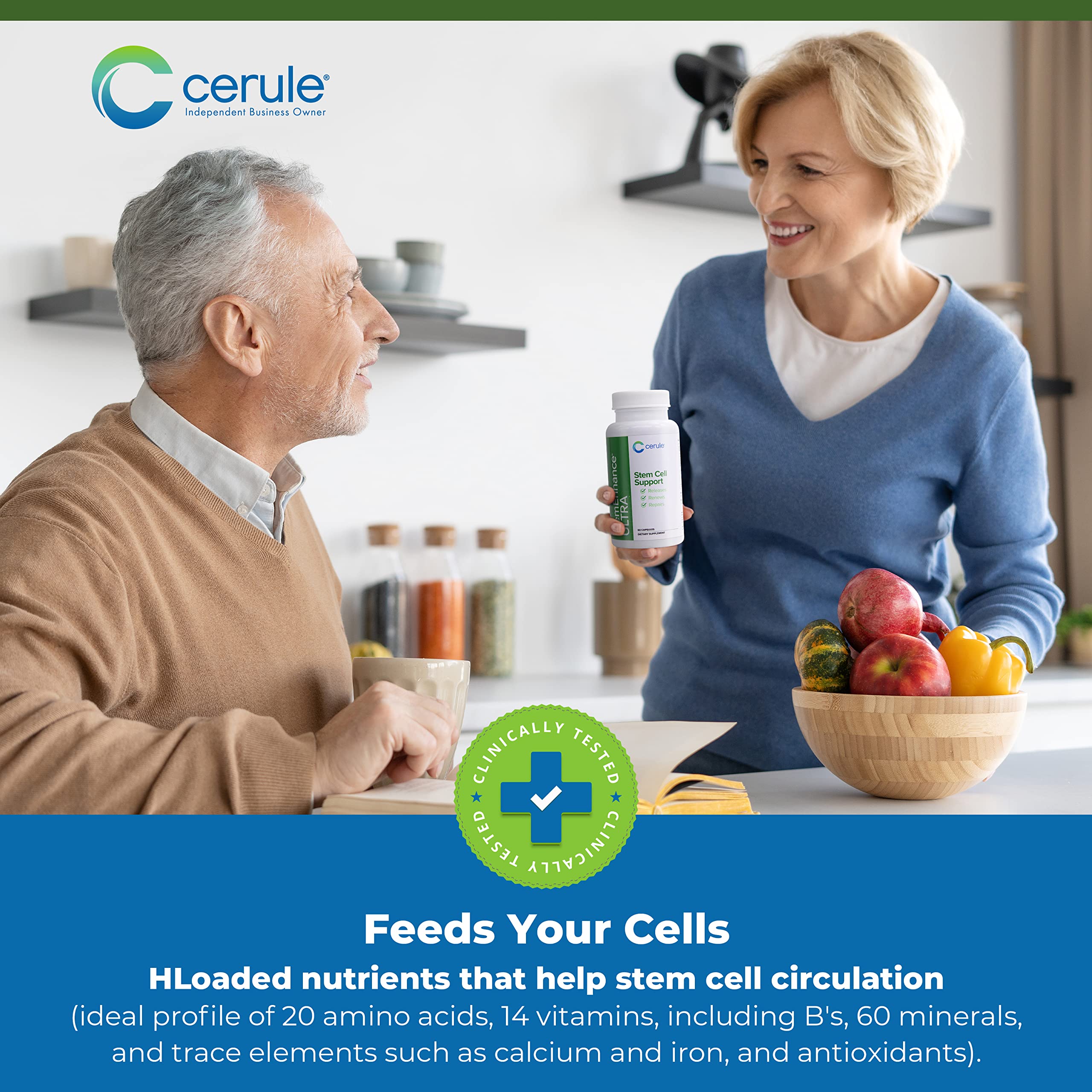 Cerule StemEnhance Ultra Natural Stem Cell Support Supplement – Freshwater Microalgae and Marine Macroalgae Extracts for Cellular Renewal, Immune Function, Energy, and Tissue Recovery – 60 Capsules Cerule Au supplements