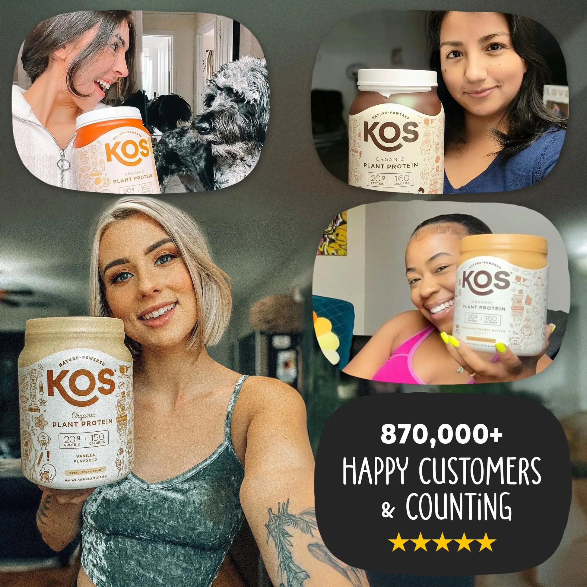 KOS Vegan Protein Powder Erythritol Free, Vanilla USDA Organic - Pea Protein Blend, Plant Based Superfood Rich in Vitamins & Minerals - Keto, Dairy Free - Meal Replacement for Women & Men, 28 Servings KOS Au supplements