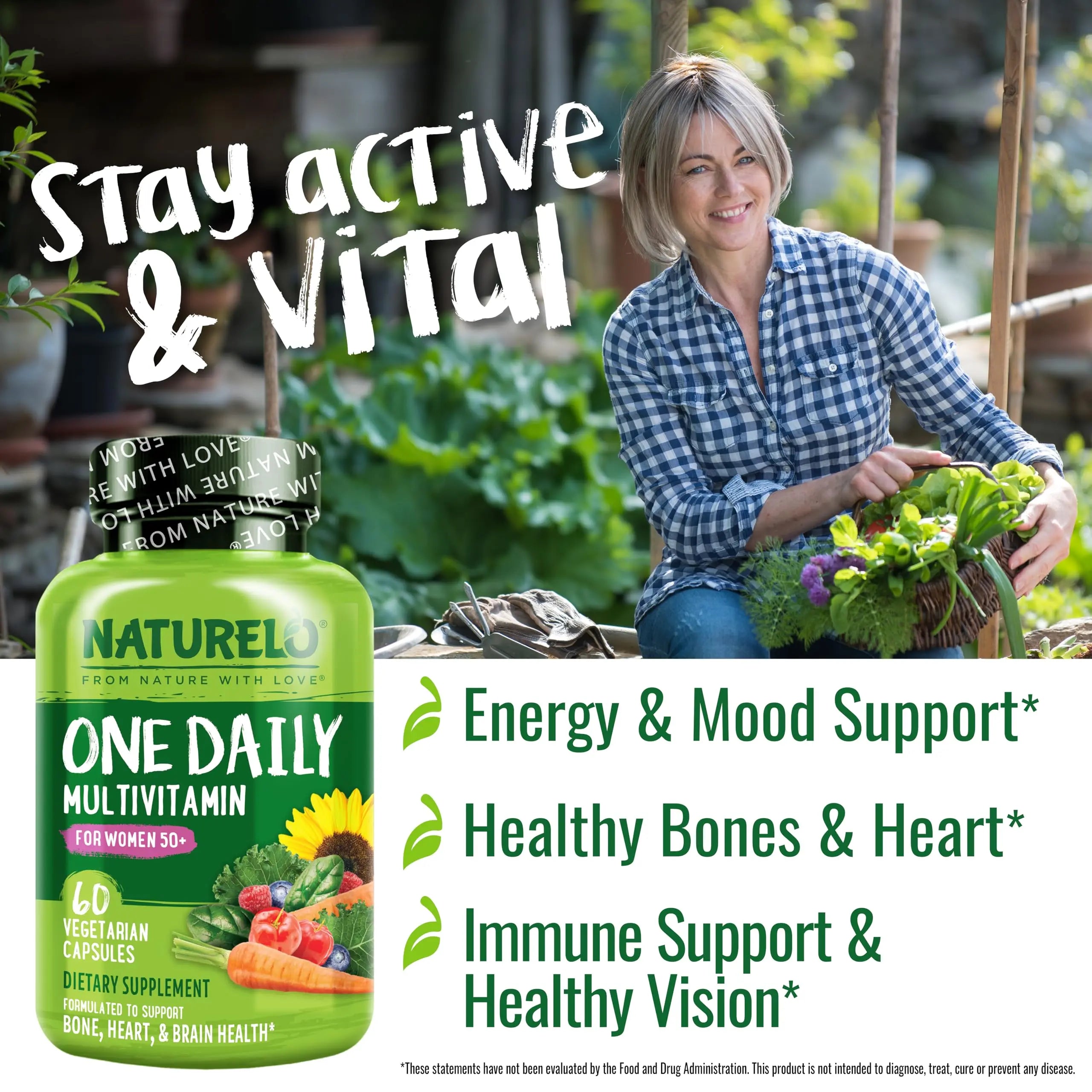 NATURELO One Daily Multivitamin for Women 50+ (Iron Free) - Menopause Support for Women Over 50 - Whole Food Supplement NATURELO Au supplements