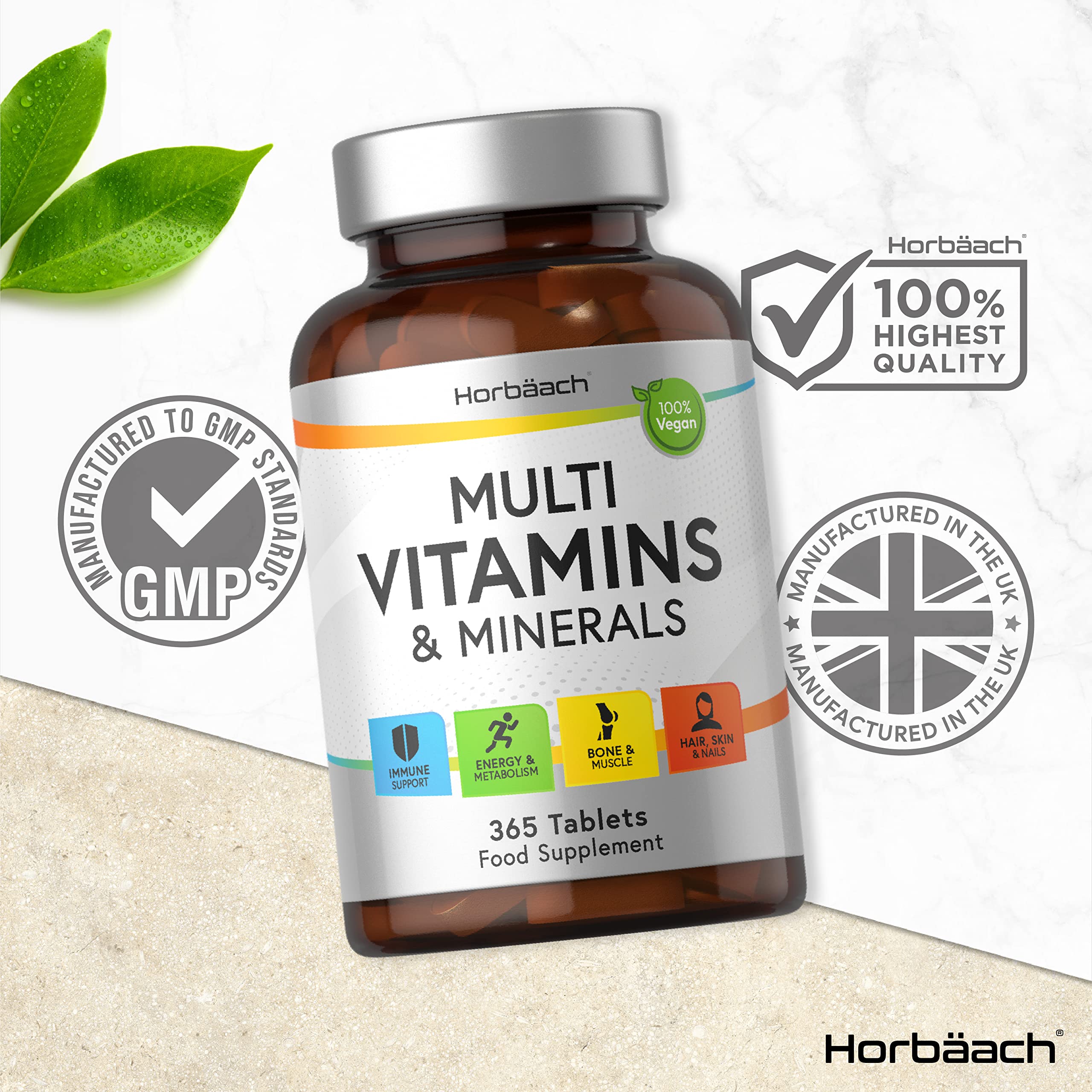 Multivitamin Tablets for Men and Women | 365 Count | with 24 Essential Nutrients Horbäach Au supplements