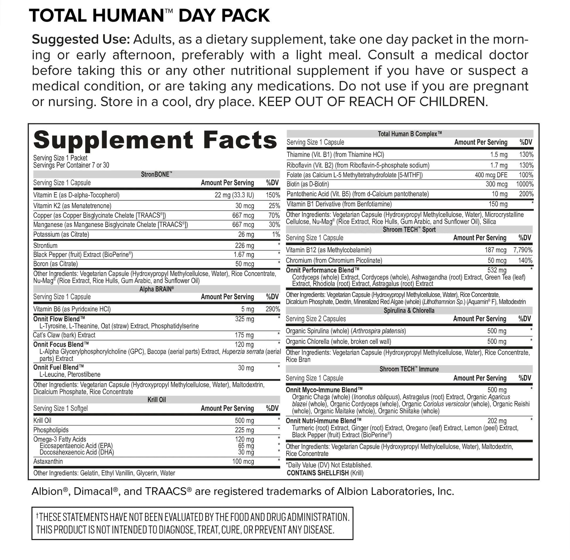 ONNIT Total Human Day and Night Vitamin Packs for Men and Women,Capsule, 30-Day ONNIT Au supplements