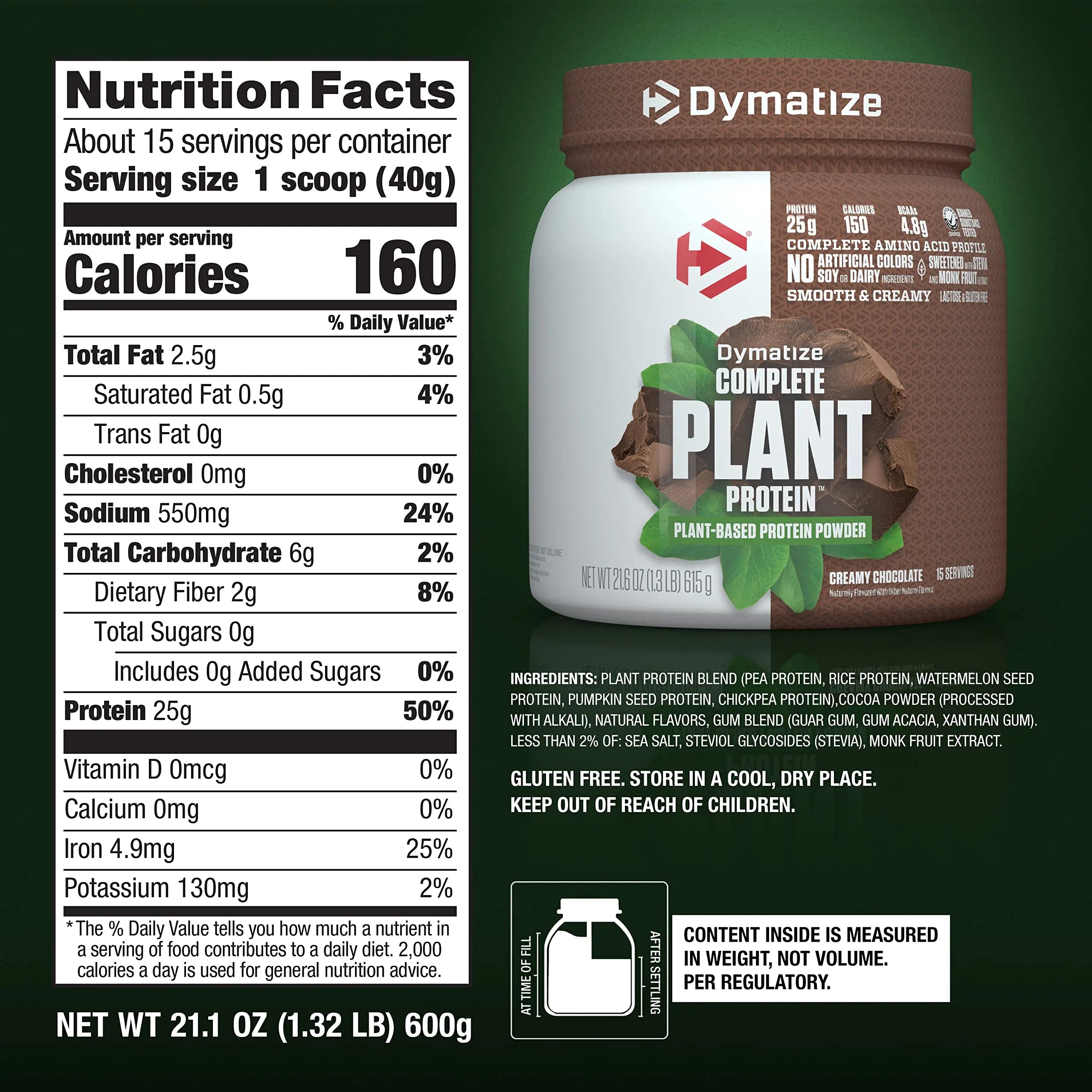Dymatize Vegan Plant Protein, Creamy Chocolate, 25g Protein, 4.8g BCAAs, Complete Dymatize Au supplements