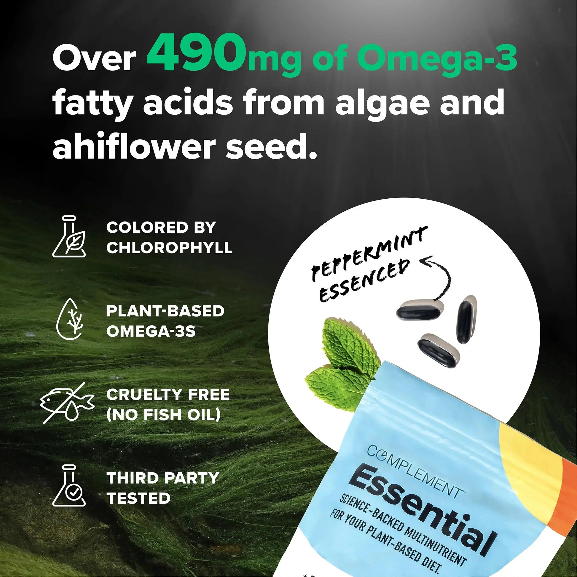 Complement Essential Vegan Multivitamin for Men & Women (30 Servings, 90 Capsules) with Omega-3 DHA & EPA, B12, Vitamin D3 & K2, Zinc, Selenium Complement Au supplements