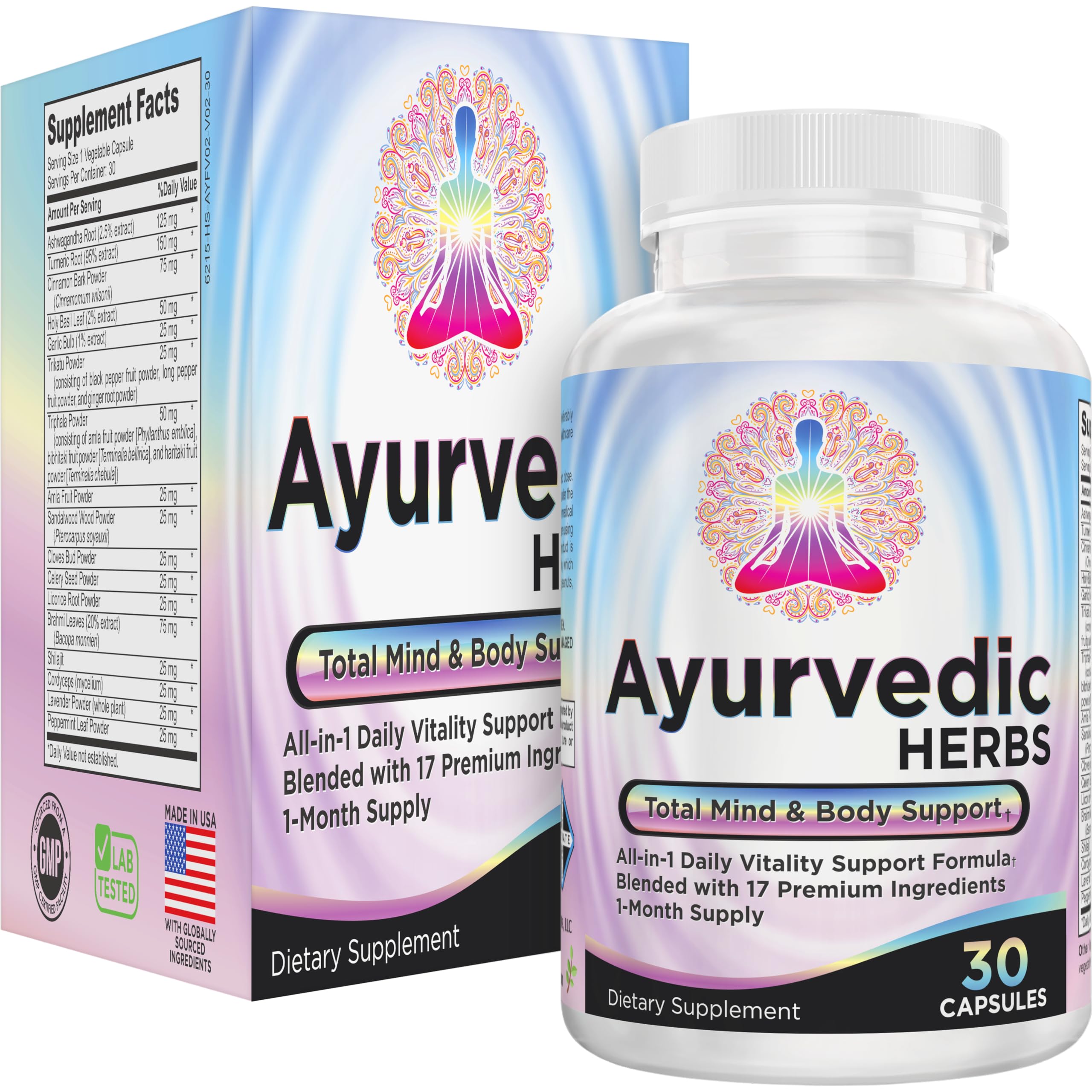 Ayurvedic Herbs 17-in-1 Supplement | Mind & Body Balance | Ayurveda Health Support Blend | Ayurvedic Supplements | 1-Month Supply | 30 Capsules Elevate Recovery Supplements Au supplements