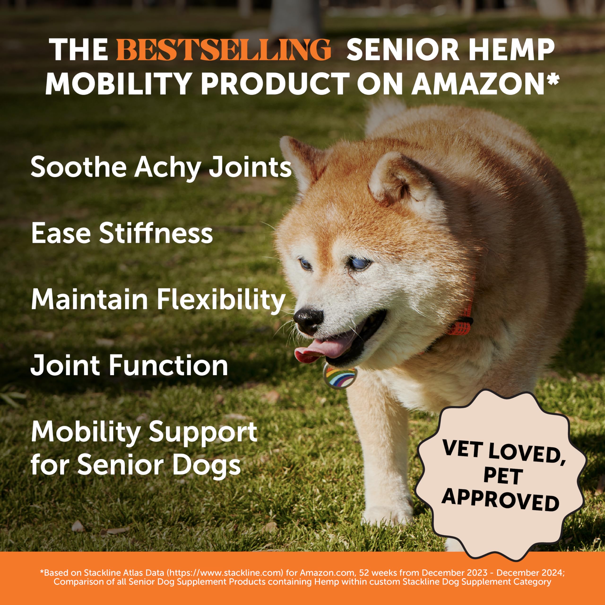 Senior Hemp Hip and Joint Supplement for Dogs - Glucosamine Chondroitin, MSM & Green Lipped Mussel - Relief for Joint Stiffness, Advanced Strength Mobility Support for Senior Dogs (Chicken, 90 Ct) Pet Honesty Au supplements