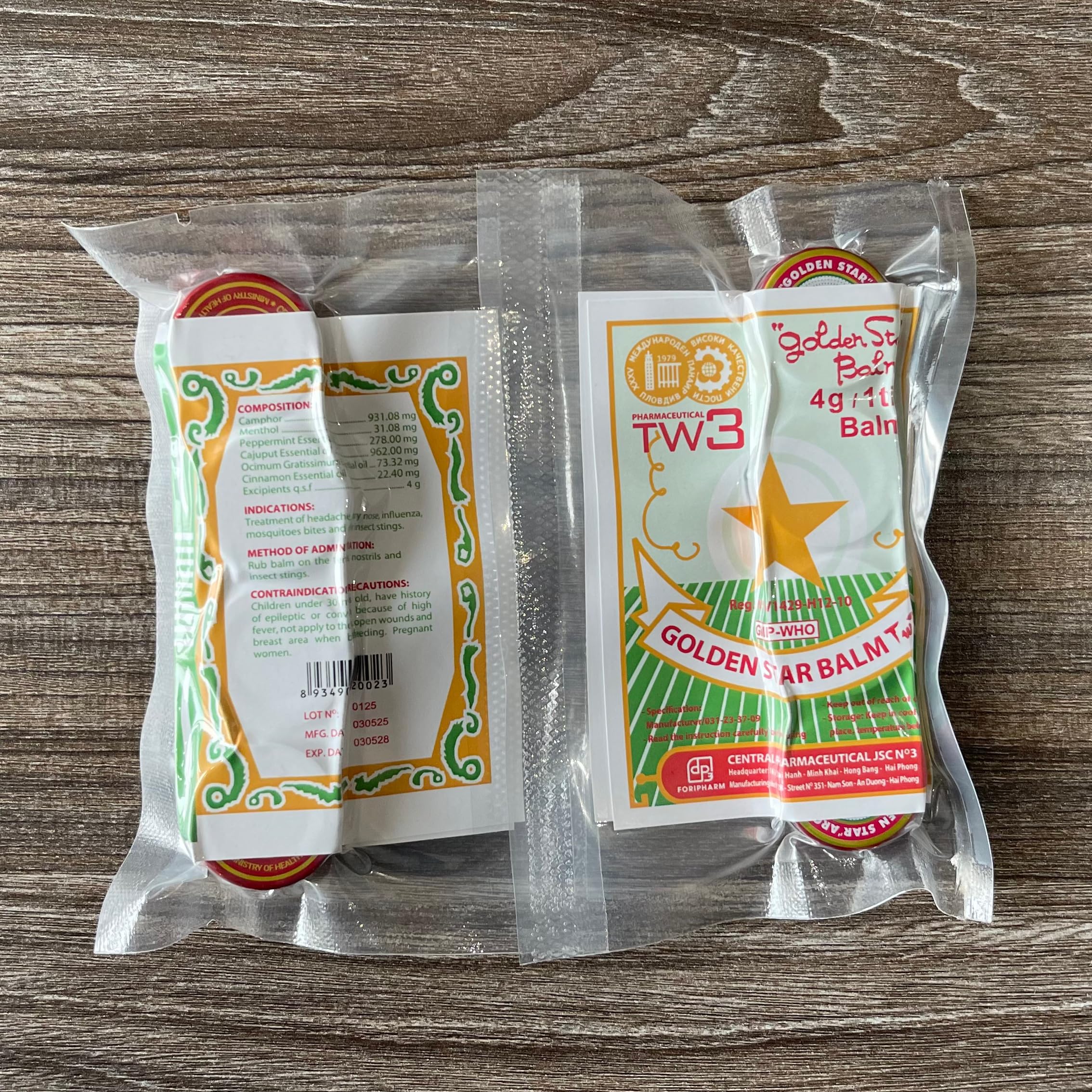 Golden Star Aromatic Balm (Pack of 8) - Authentic Vietnamese Cao Sao Vang - Support Fast Relief for Headaches, Muscle Pain, Colds, & Insect Bites - Natural Essential Oils - Travel Size 4g Tins Pharmaceutical TW3 Au supplements