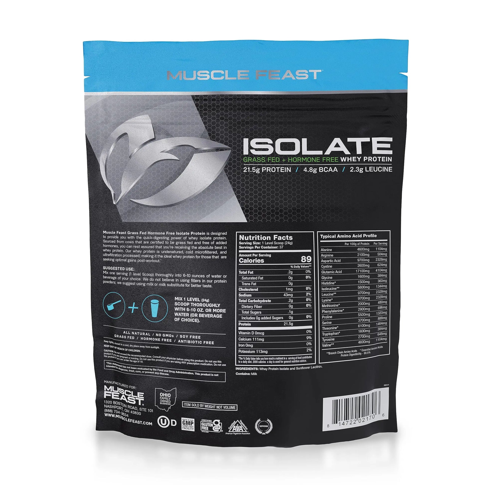 Muscle Feast Grass-Fed Whey Protein Isolate, All Natural Hormone Free Pasture Raised Muscle Feast Au supplements