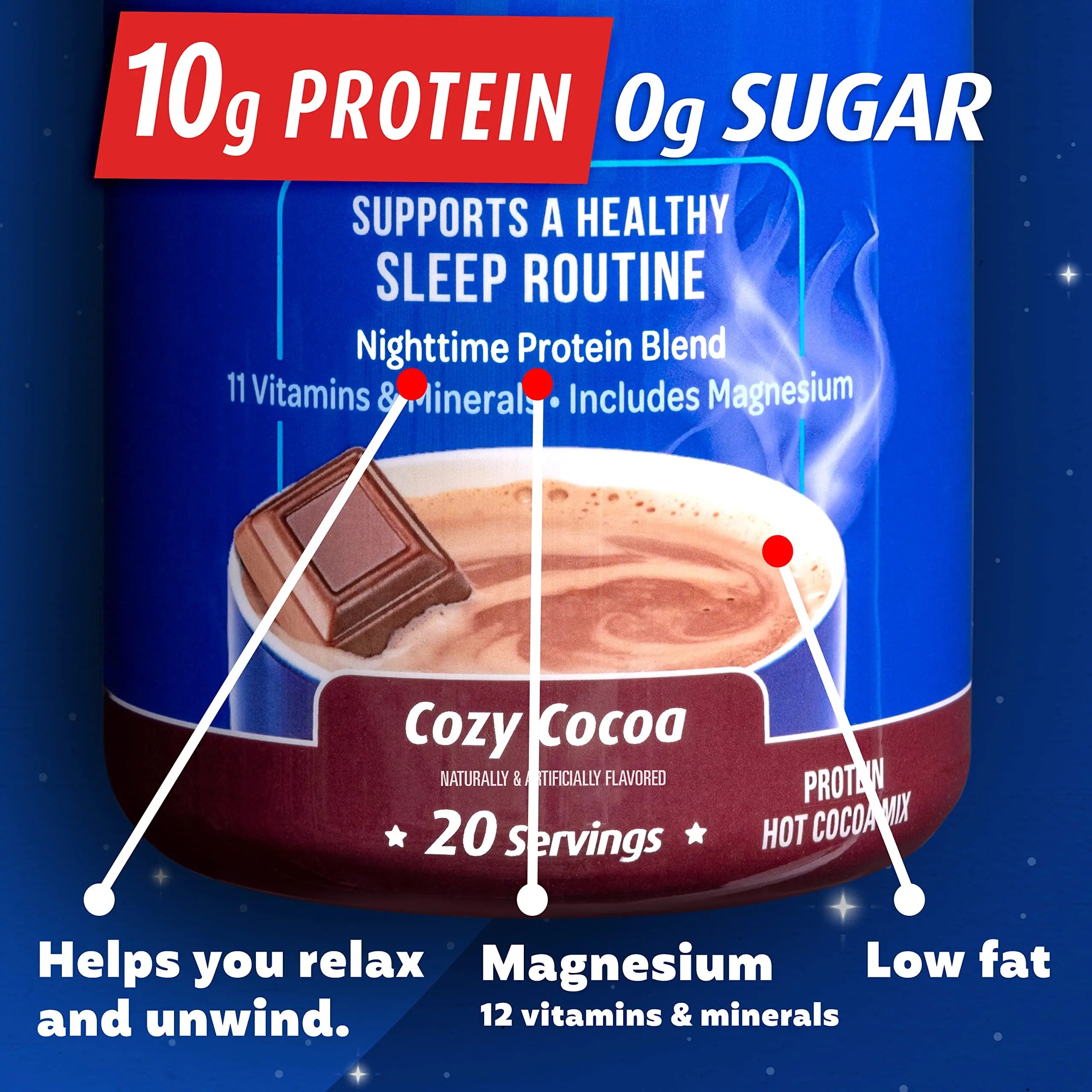 Premier Protein Good Night Protein Powder, Hot Cocoa Mix, 10g Protein, 0g Sugar Premier Protein Au supplements