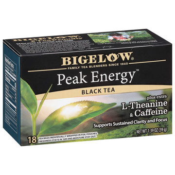 Bigelow Tea Peak Energy plus extra L-Theanine & Caffeine, 18 Count (Pack of 6), 108 Total Tea Bags Bigelow Tea Au supplements
