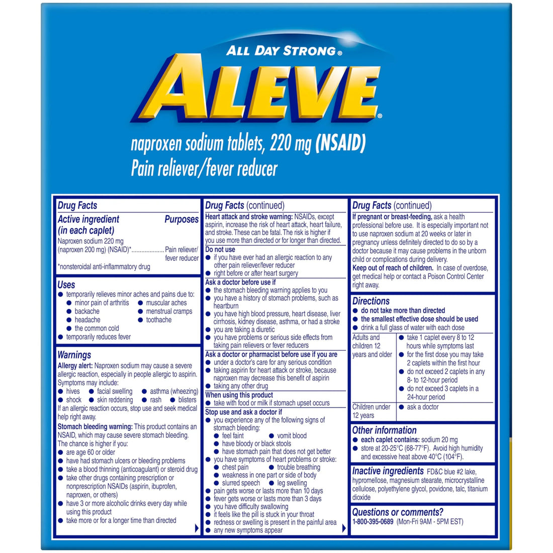 Aleve Pain Reliever & Fever Reducer Naproxen Sodium Caplets, Body and Arthritis Pain Reliever, Medicine for Adults and Children Ages 12 and Up, 60 Individual Pouches Aleve Au supplements