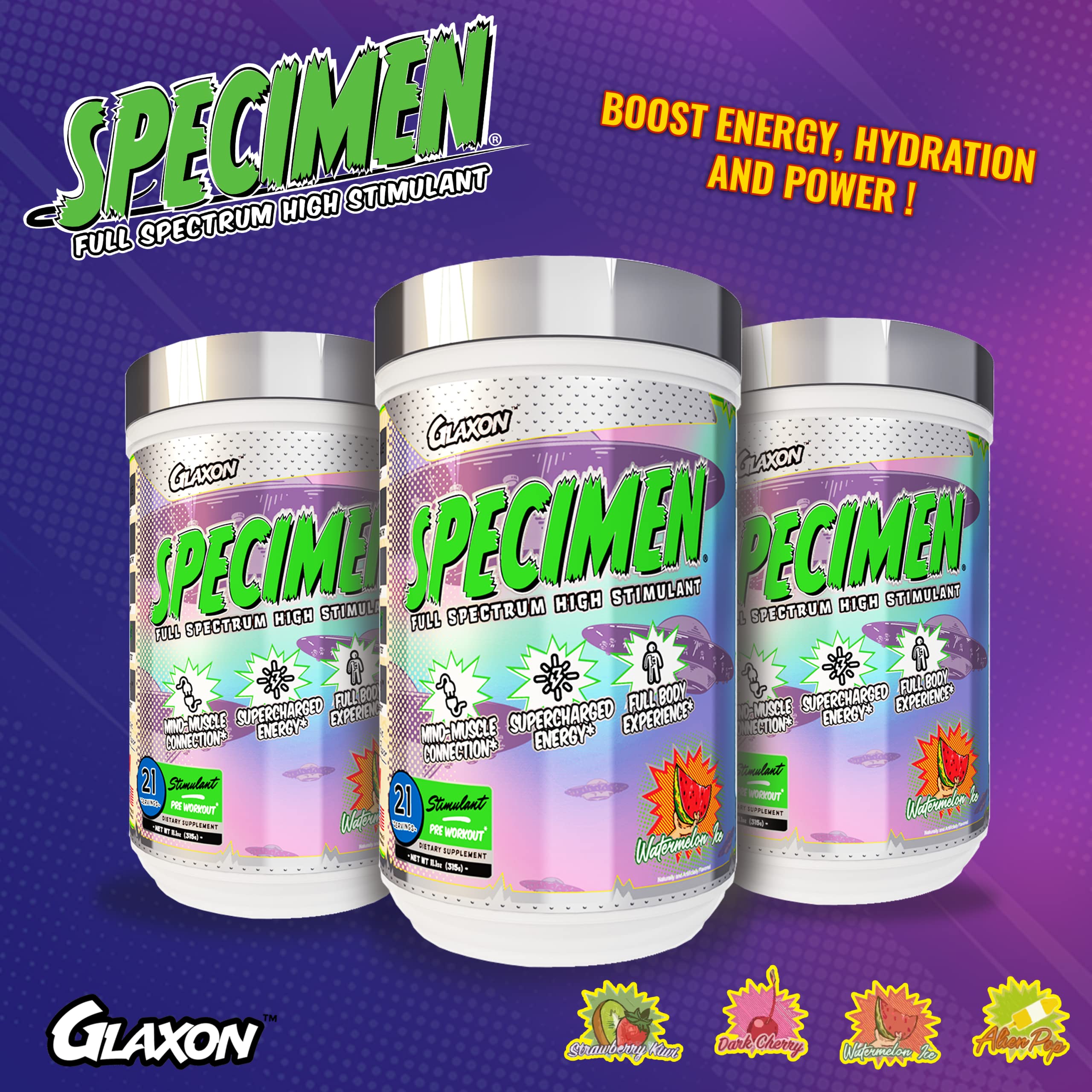 Glaxon Specimen High Stimulant Pre Workout Powder, Preworkout with 300mg Caffeine Glaxon Au supplements