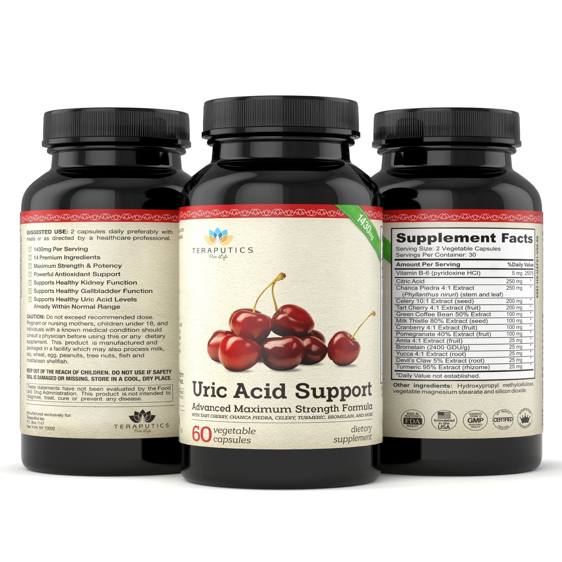 Uric Acid Support Formula | Advanced Uric Acid Cleanse & Kidney Support Supplement - Includes Tart Cherry Concentrate, Celery Seed Extract + 12 More High Potency Ingredients, 60 Veggie Capsules Teraputics Au supplements