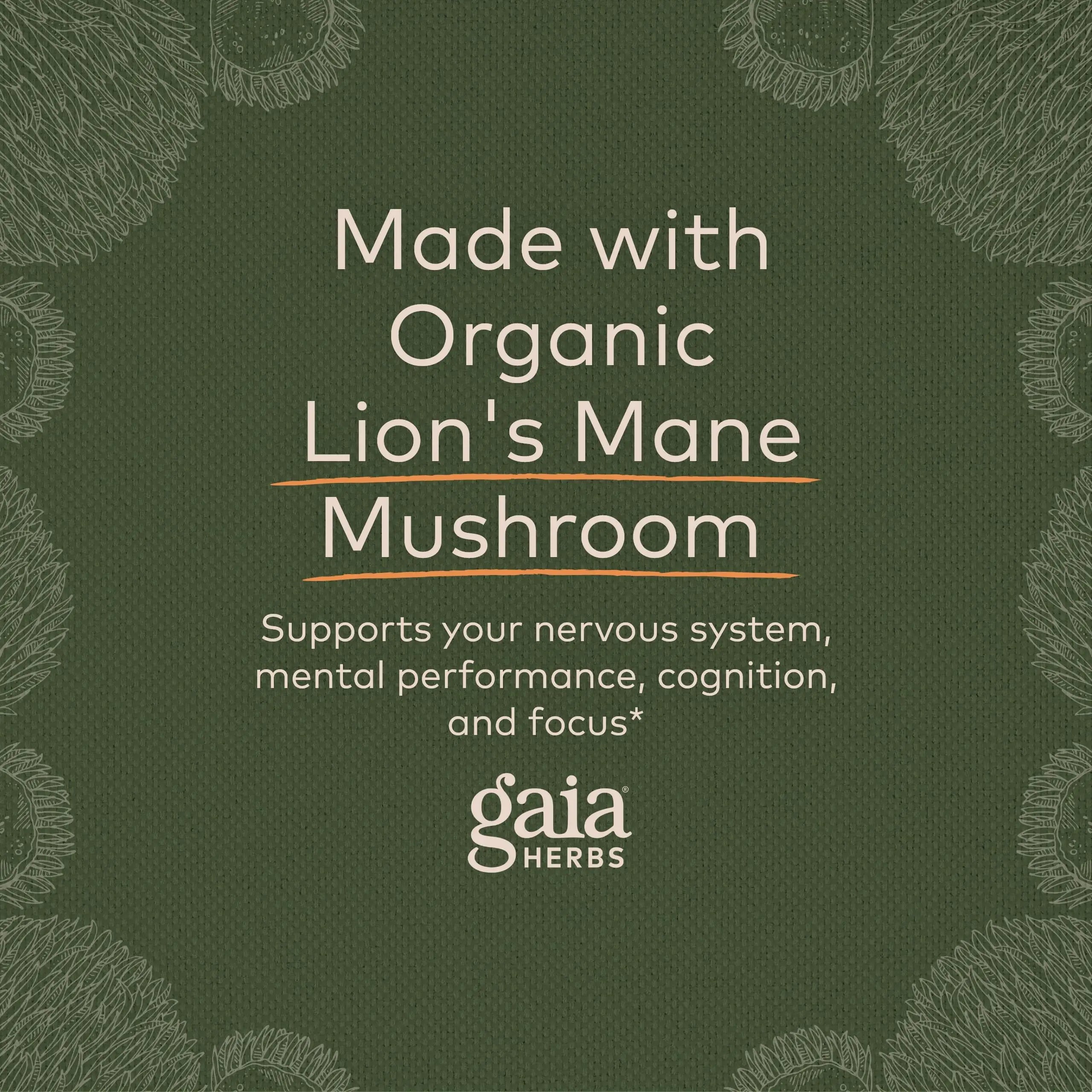 Gaia Herbs Organic Lion’s Mane Mushroom - Brain and Nerve Support Supplement Gaia Herbs Au supplements