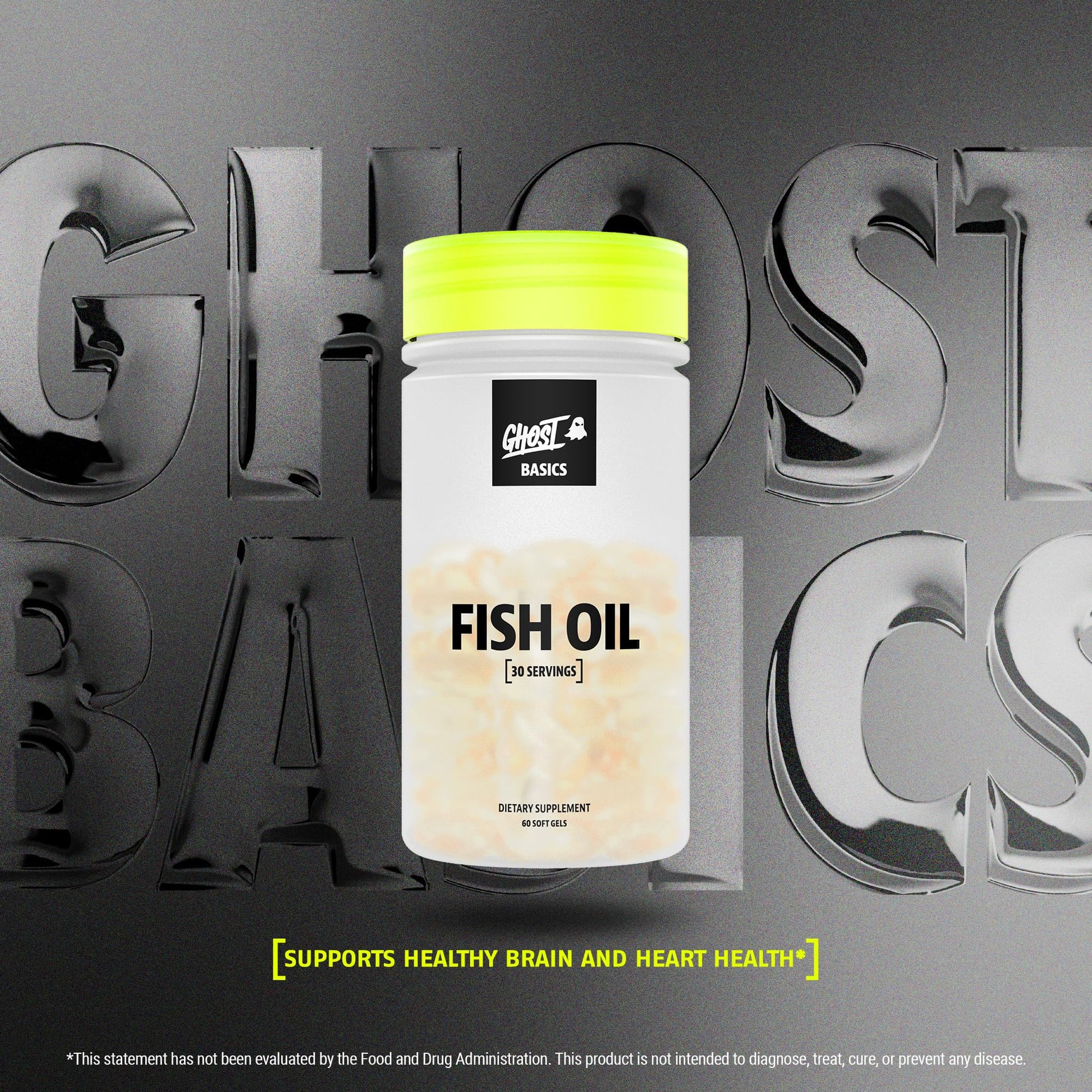 GHOST Basics Fish Oil Supplement, 3000MG Daily Omega 3 Fatty Acids with DHA & EPA for Brain, Heart Health & Immunity Support - Gluten-Free & Soy-Free - 60 Enteric Coated Softgels GHOST Au supplements